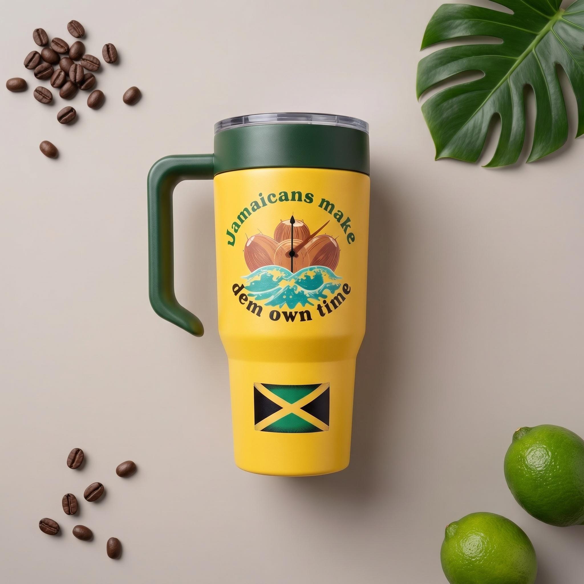 Jamaica Flag Insulated Tumbler, Jamaican Phrase, 30oz