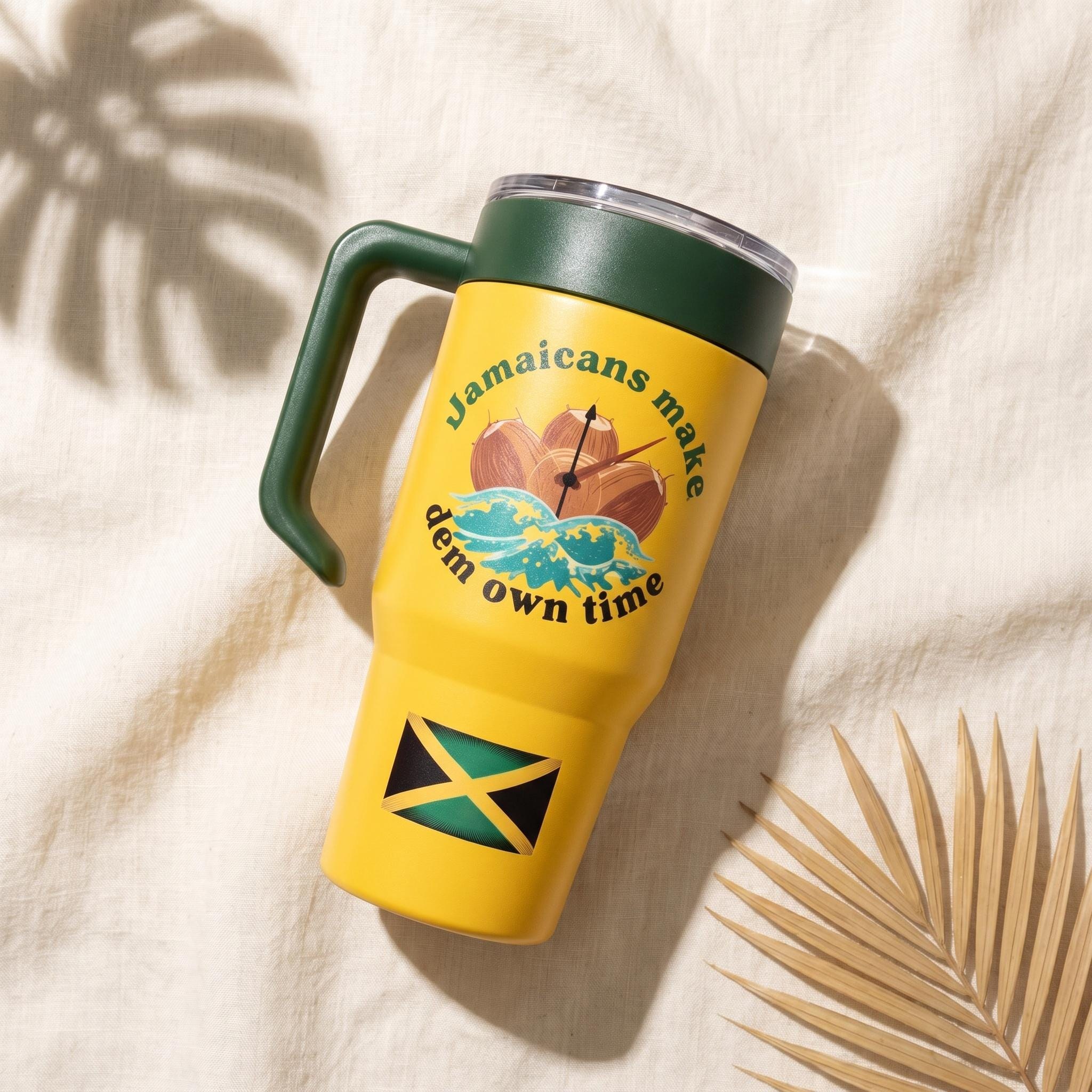Jamaica Flag Insulated Tumbler, Jamaican Phrase, 30oz, view 2