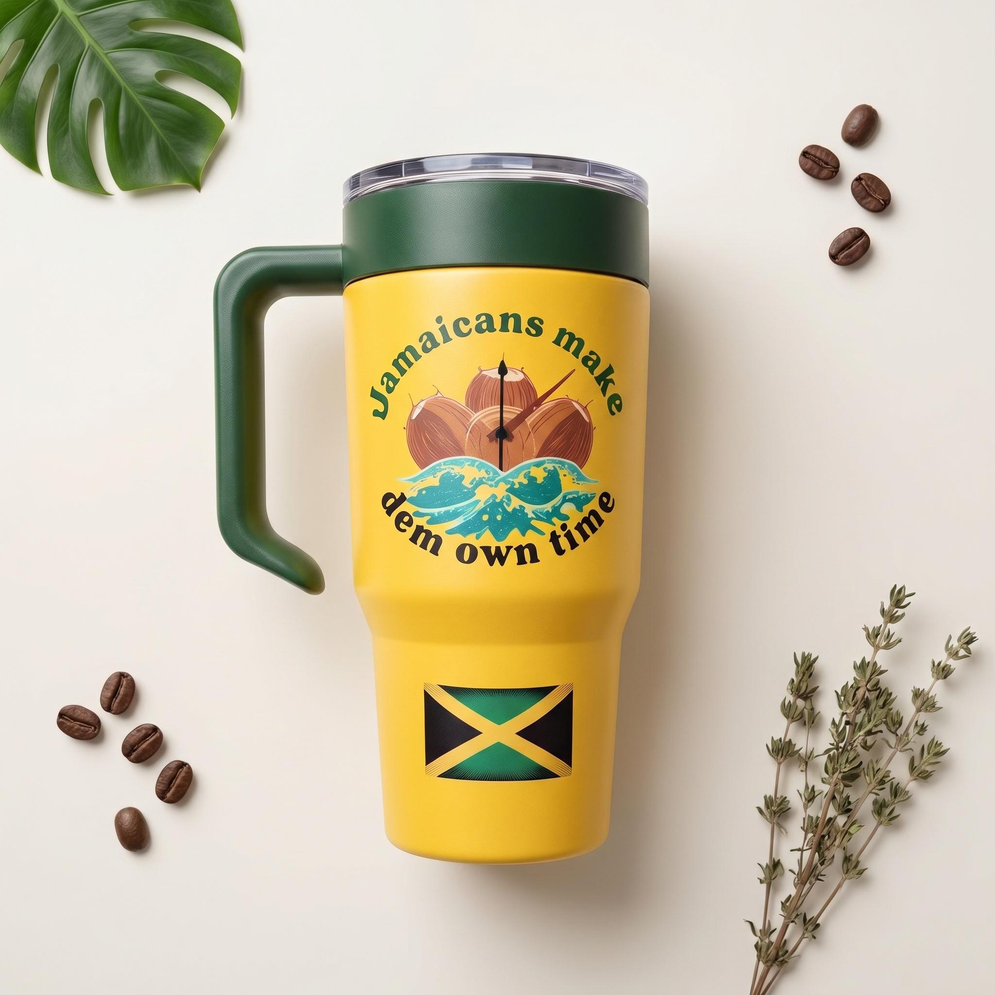 Jamaica Flag Insulated Tumbler, Jamaican Phrase, 30oz, view 4