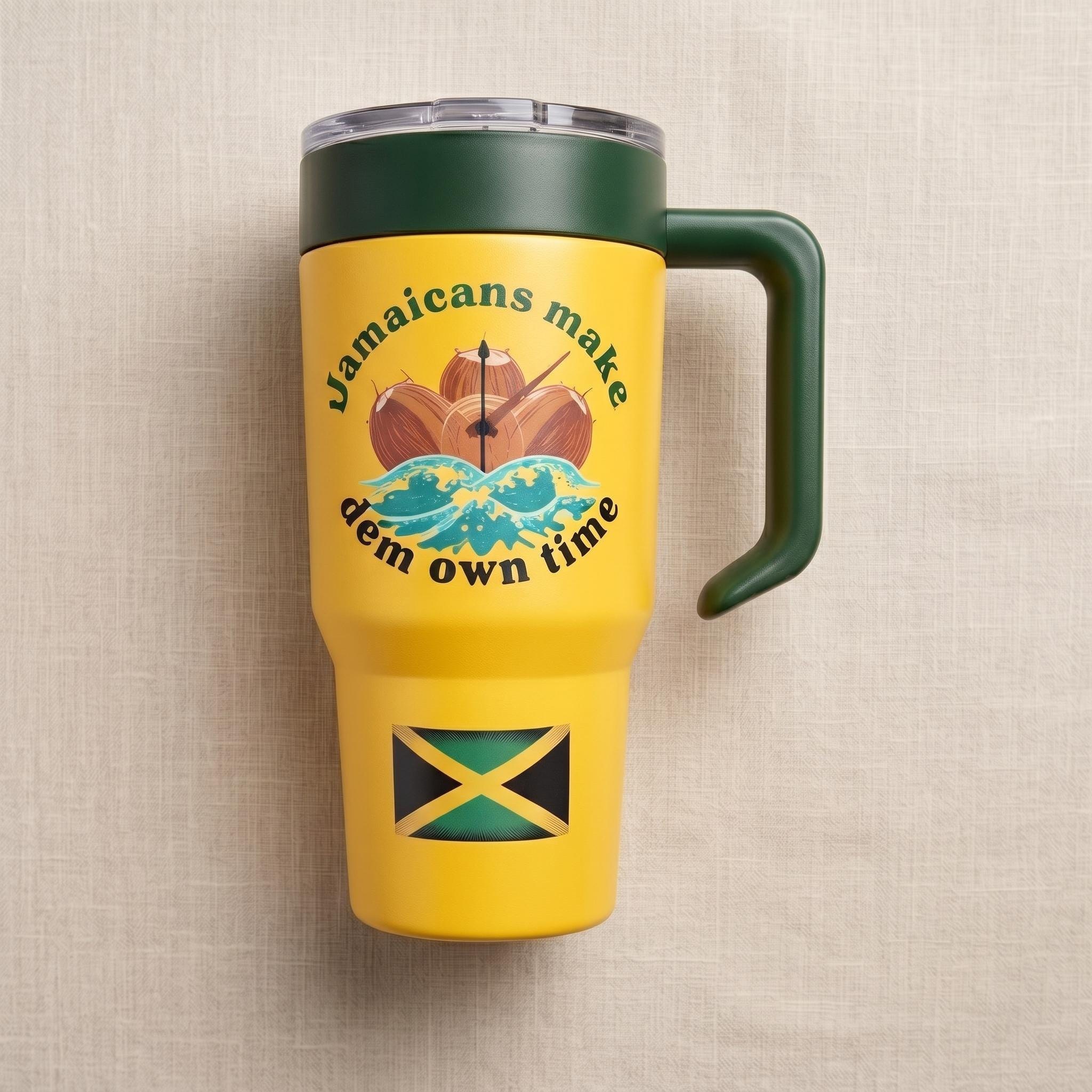 Jamaica Flag Insulated Tumbler, Jamaican Phrase, 30oz, view 5