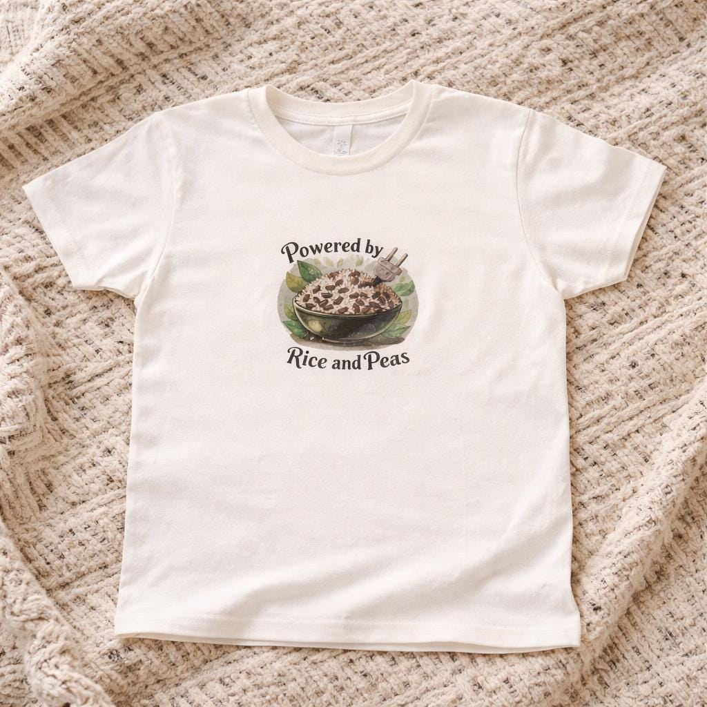 Kids Foodie Shirt, Rice and Peas, Cultural Humor T- Shirt, Jamaica Tee