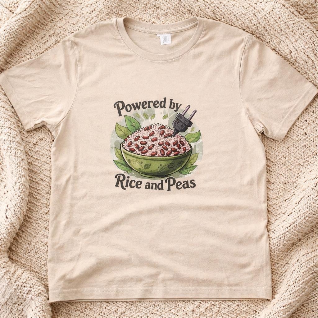 Foodie Shirt, Rice and Peas, Cultural Humor T- Shirt, Jamaica Tee, view 3