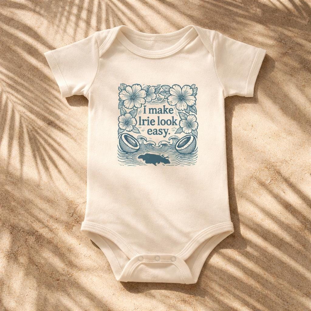Jamaica Baby Bodysuit, Jamaica Map Graphic, Jamaican Patois Phrase, view 4