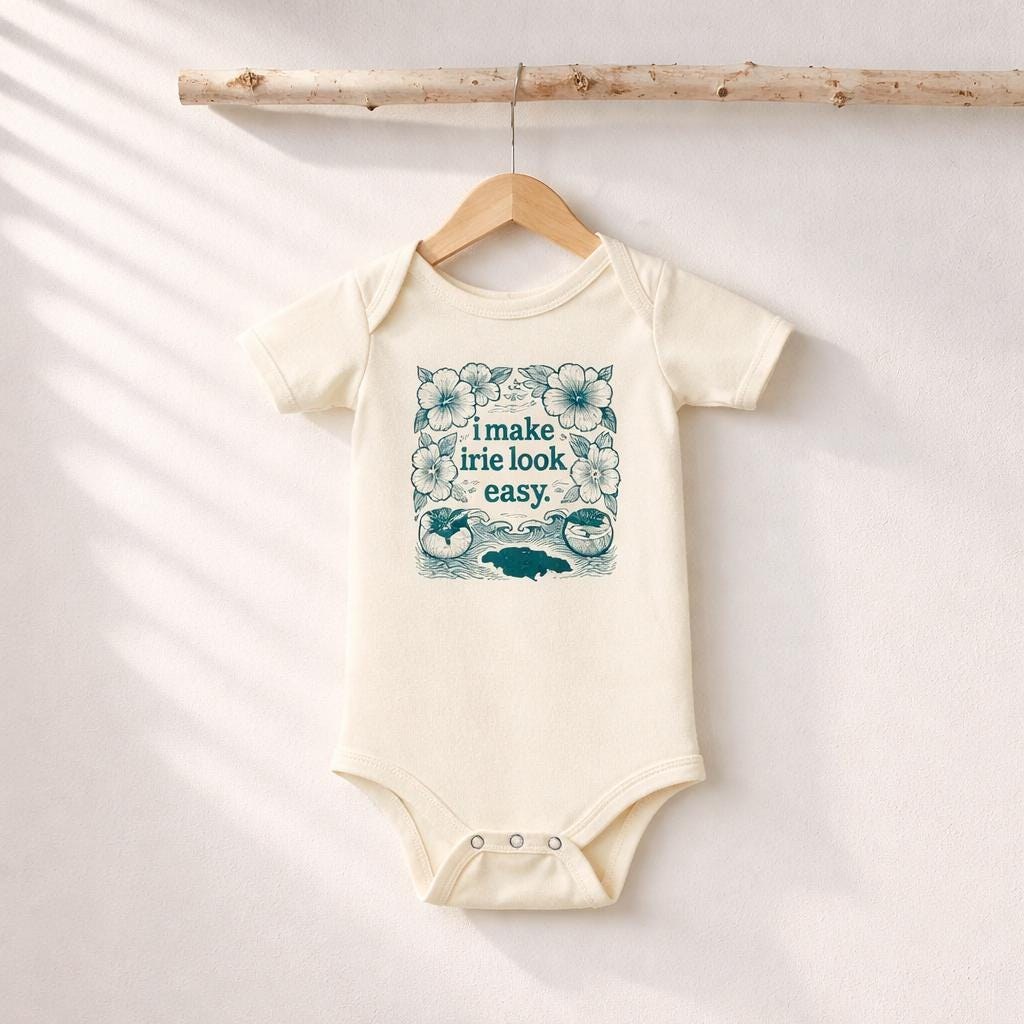 Jamaica Baby Bodysuit, Jamaica Map Graphic, Jamaican Patois Phrase, view 6