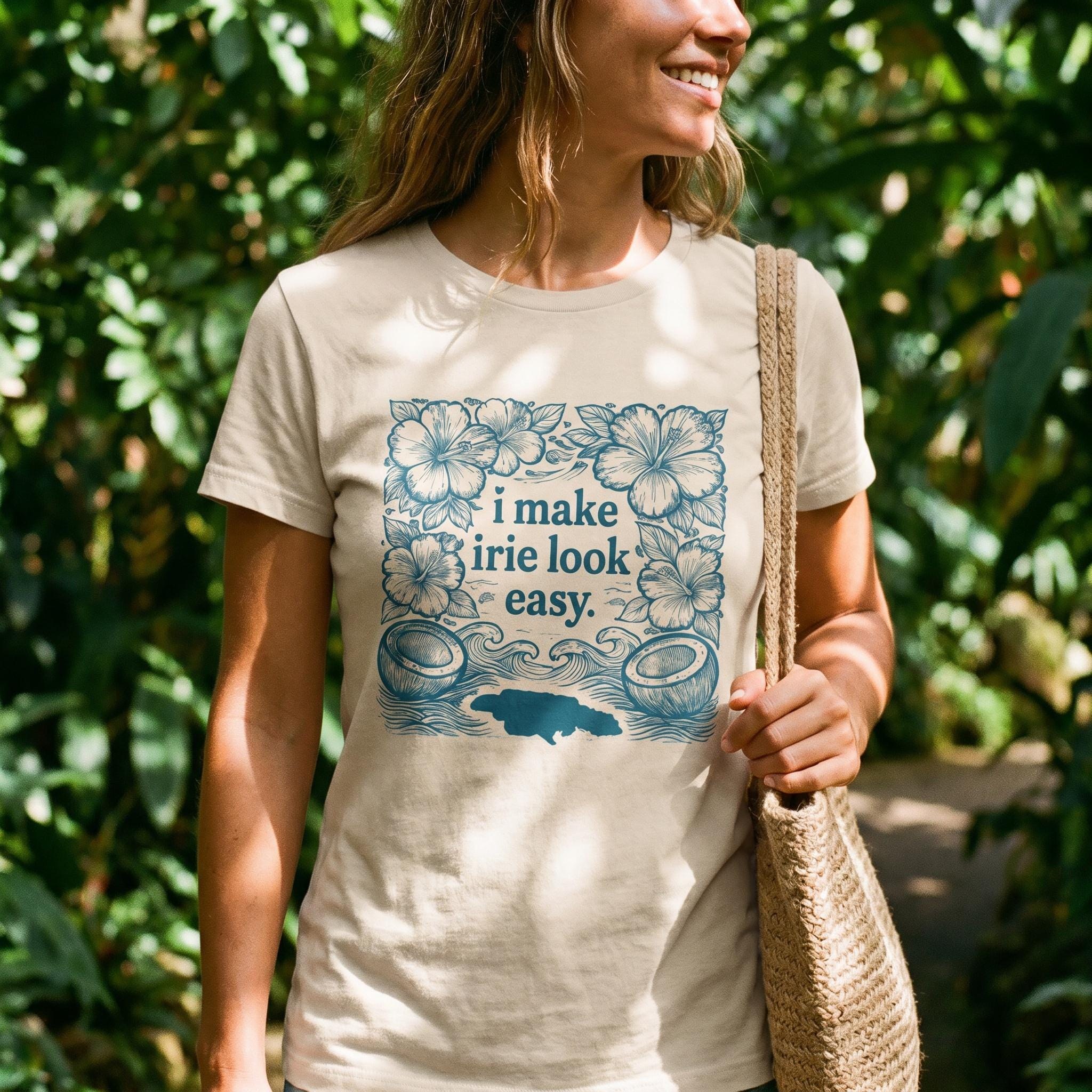 Jamaica Shirt, Jamaica Map Tee, Irie Quote, Hibiscus Coconut Design, Caribbean Vacation Top