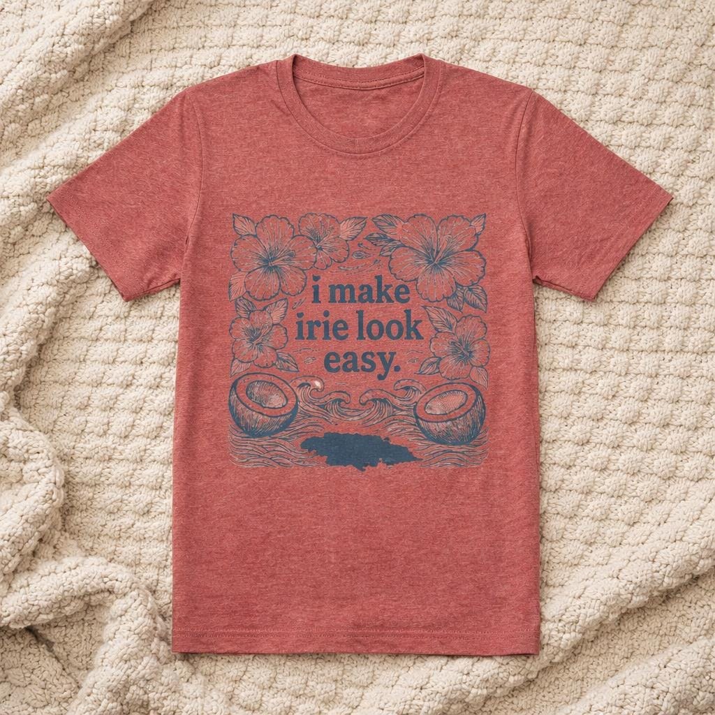 Jamaica Shirt, Jamaica Map Tee, Irie Quote, Hibiscus Coconut Design, Caribbean Vacation Top, view 6