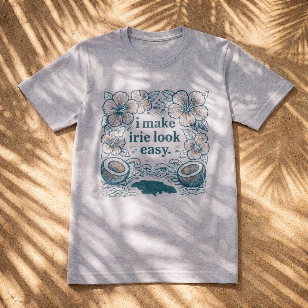 Jamaica Shirt, Jamaica Map Tee, Irie Quote, Hibiscus Coconut Design, Caribbean Vacation Top, view 8