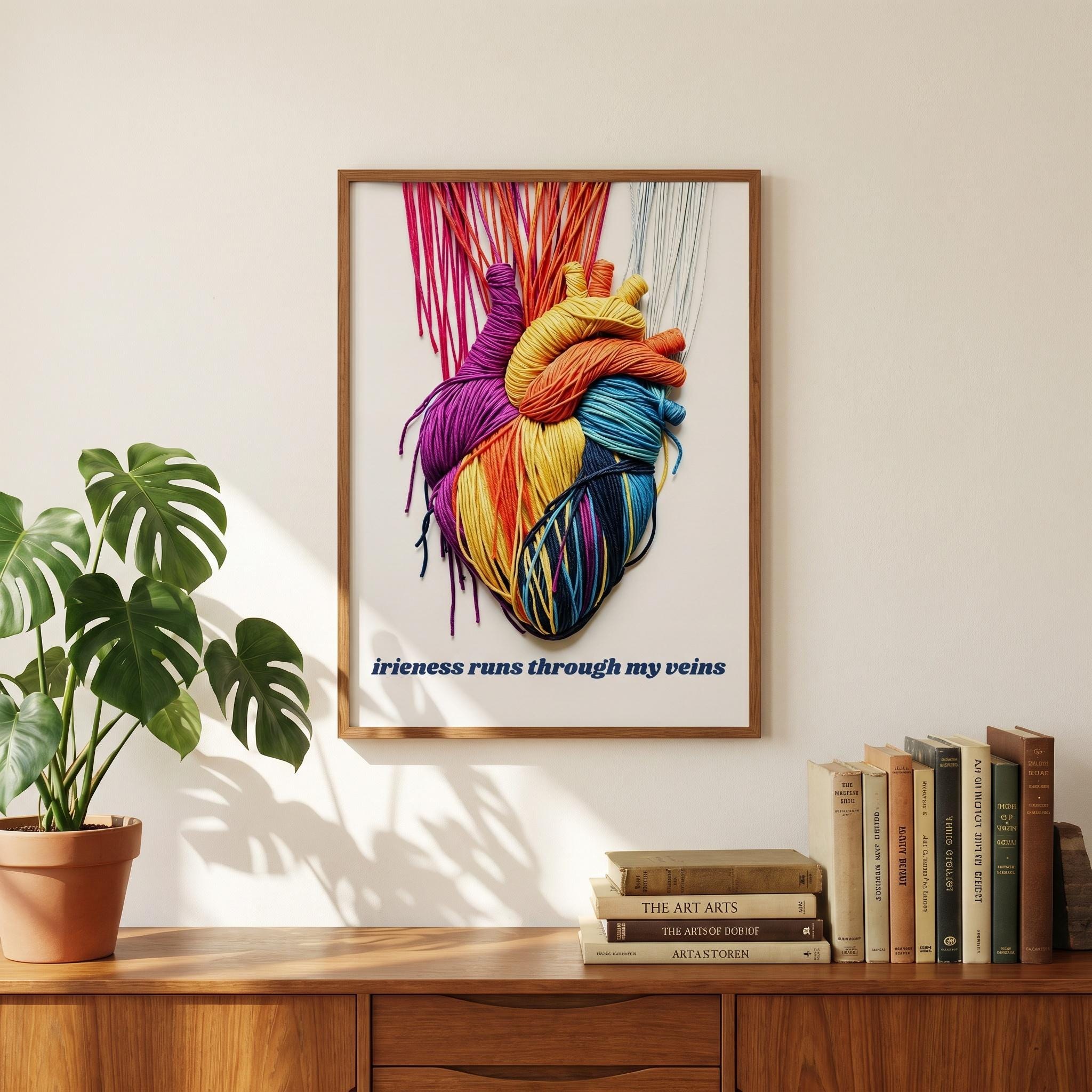 Yarn Heart Print, Jamaican Poster, Phrase Art, Tropical Wall Decor (Physical Print)