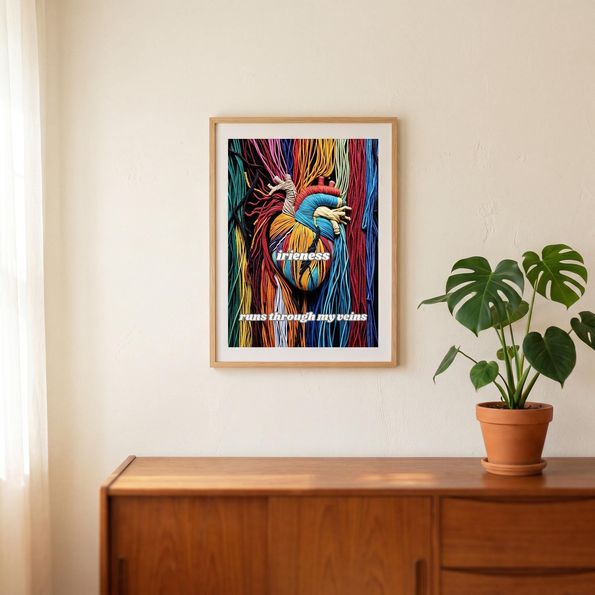 Yarn Heart Print, Jamaican Poster, Phrase Art, Tropical Wall Decor (Physical Print), view 2