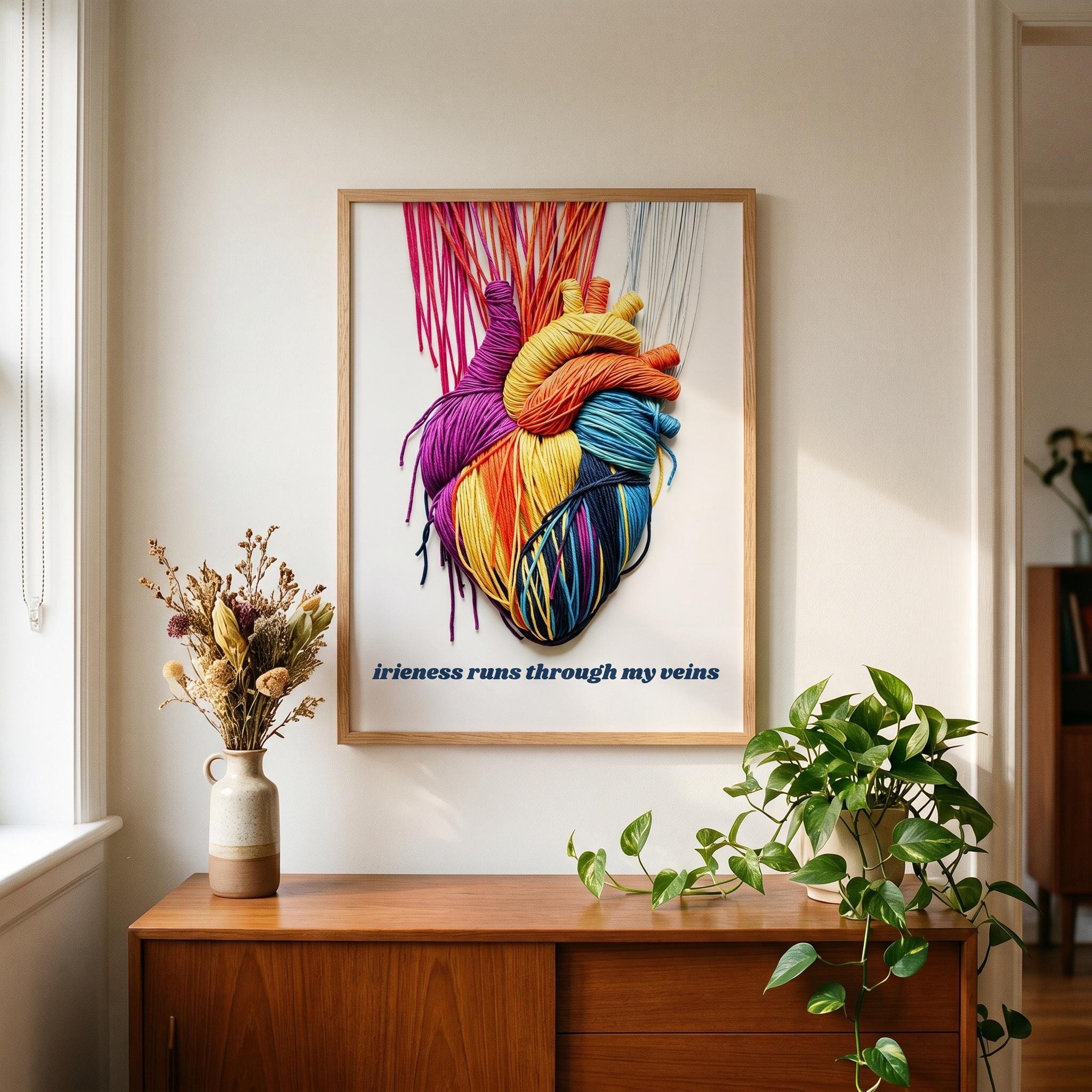 Yarn Heart Print, Jamaican Poster, Phrase Art, Tropical Wall Decor (Physical Print), view 13
