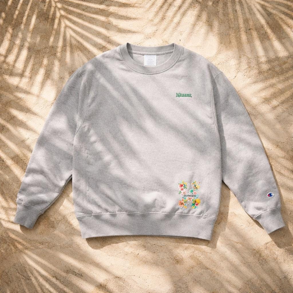 Jamaica Sweatshirt, Hummingbird Floral Champion Crewneck Sweatshirt, Jamaican Pullover, Caribbean Travel Gift Souvenir, view 2