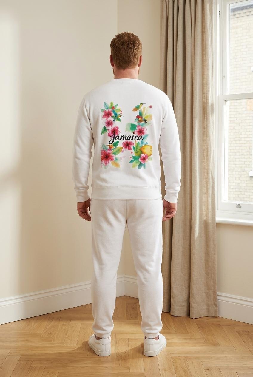 Jamaica Sweatshirt, Hummingbird Floral Champion Crewneck Sweatshirt, Jamaican Pullover, Caribbean Travel Gift Souvenir, view 7