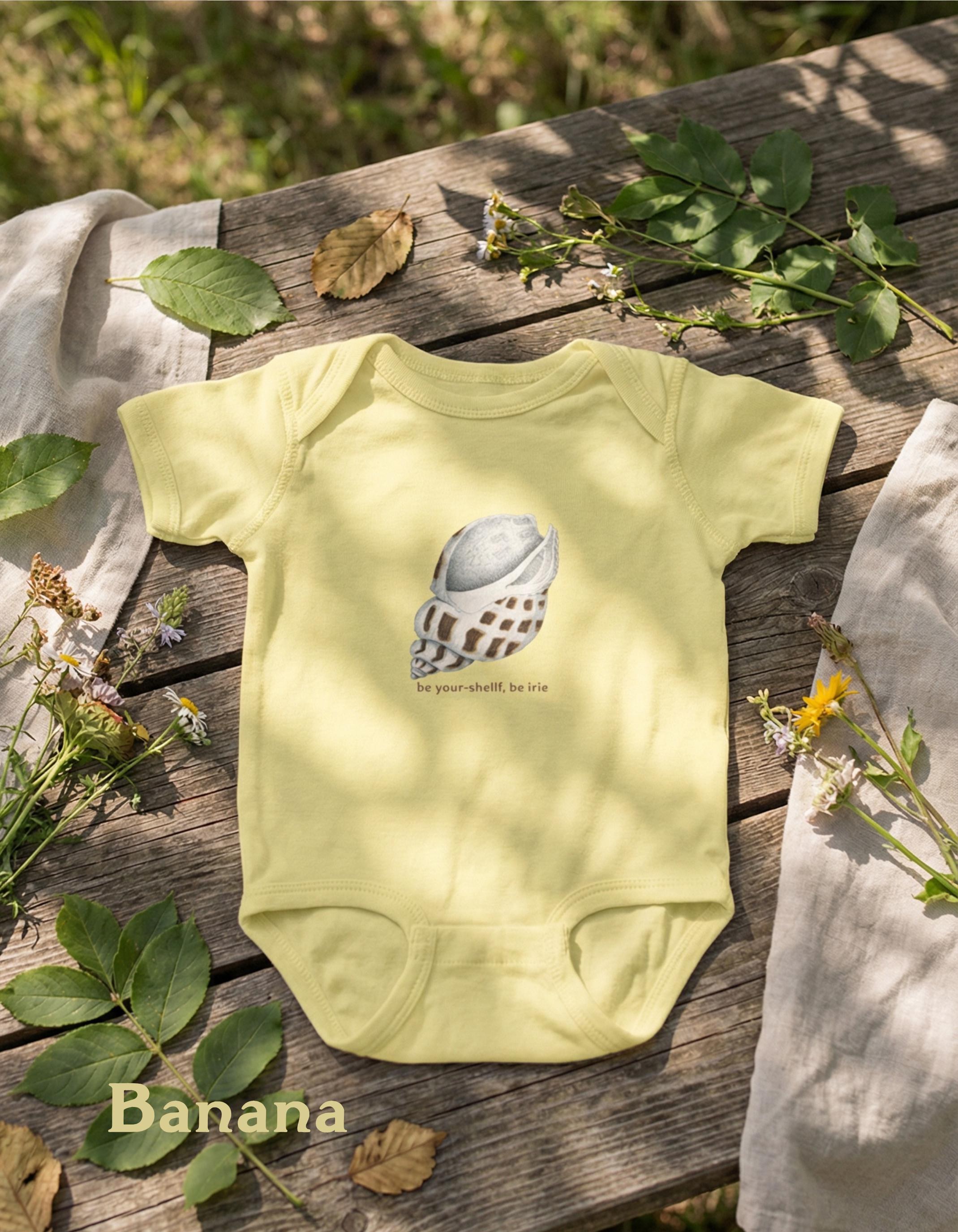 Vintage Shell Baby Bodysuit, Jamaican Patois Pun, Island Beach Vibe Bodysuit, view 2