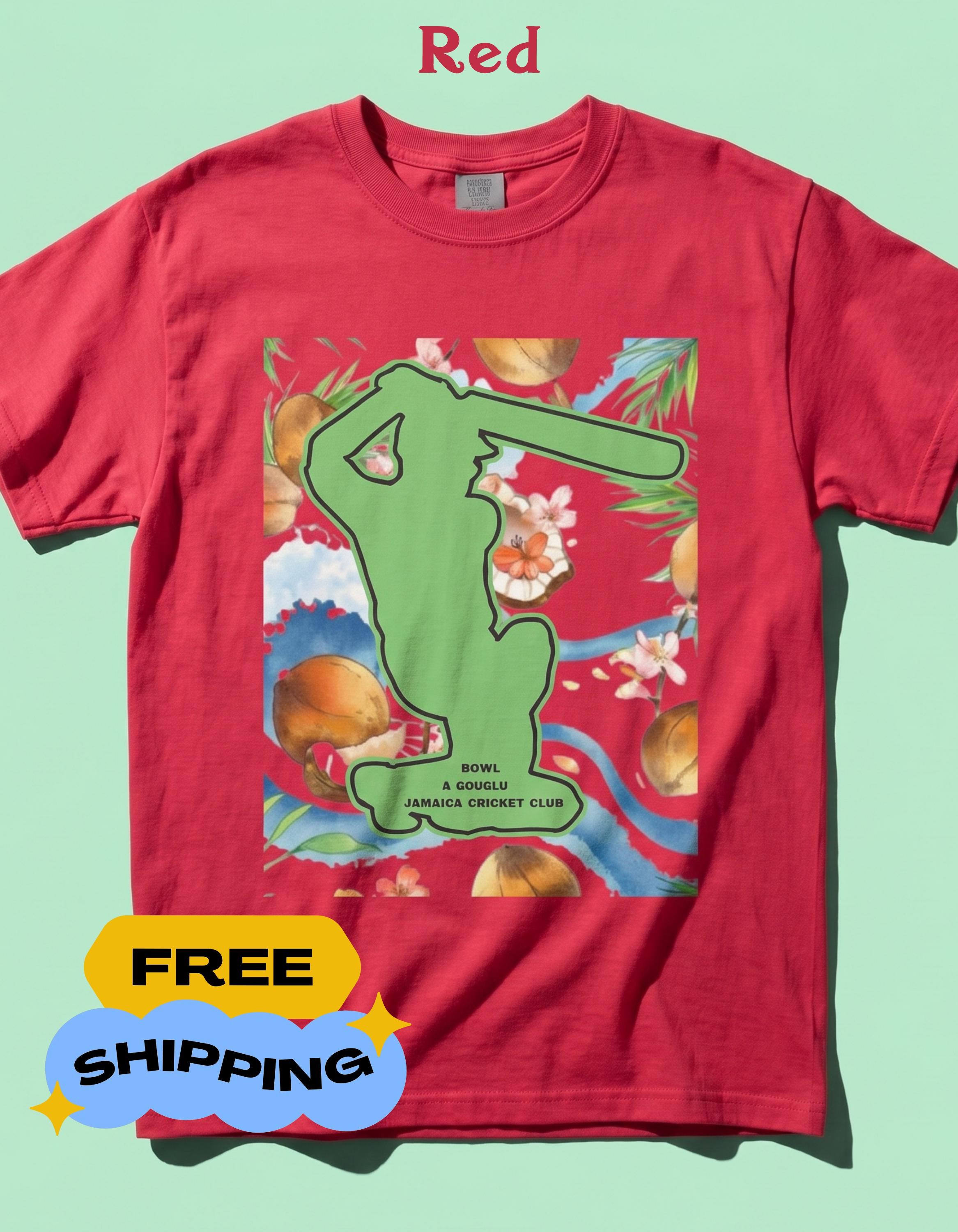 Island cricket club unisex graphic tee, Comfort Colors®, adult sizes, custom made, tropical art