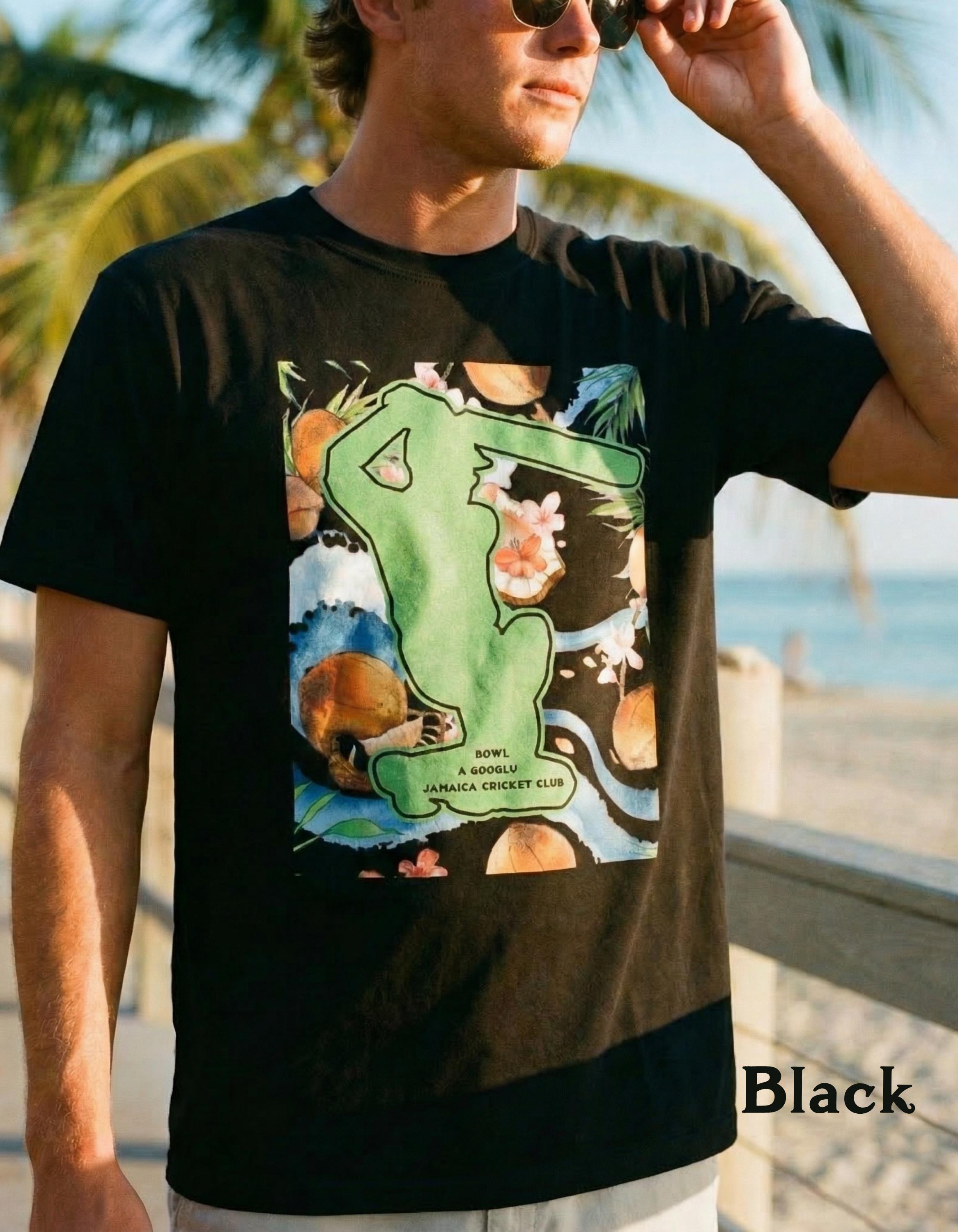 Island cricket club unisex graphic tee, Comfort Colors®, adult sizes, custom made, tropical art, view 2