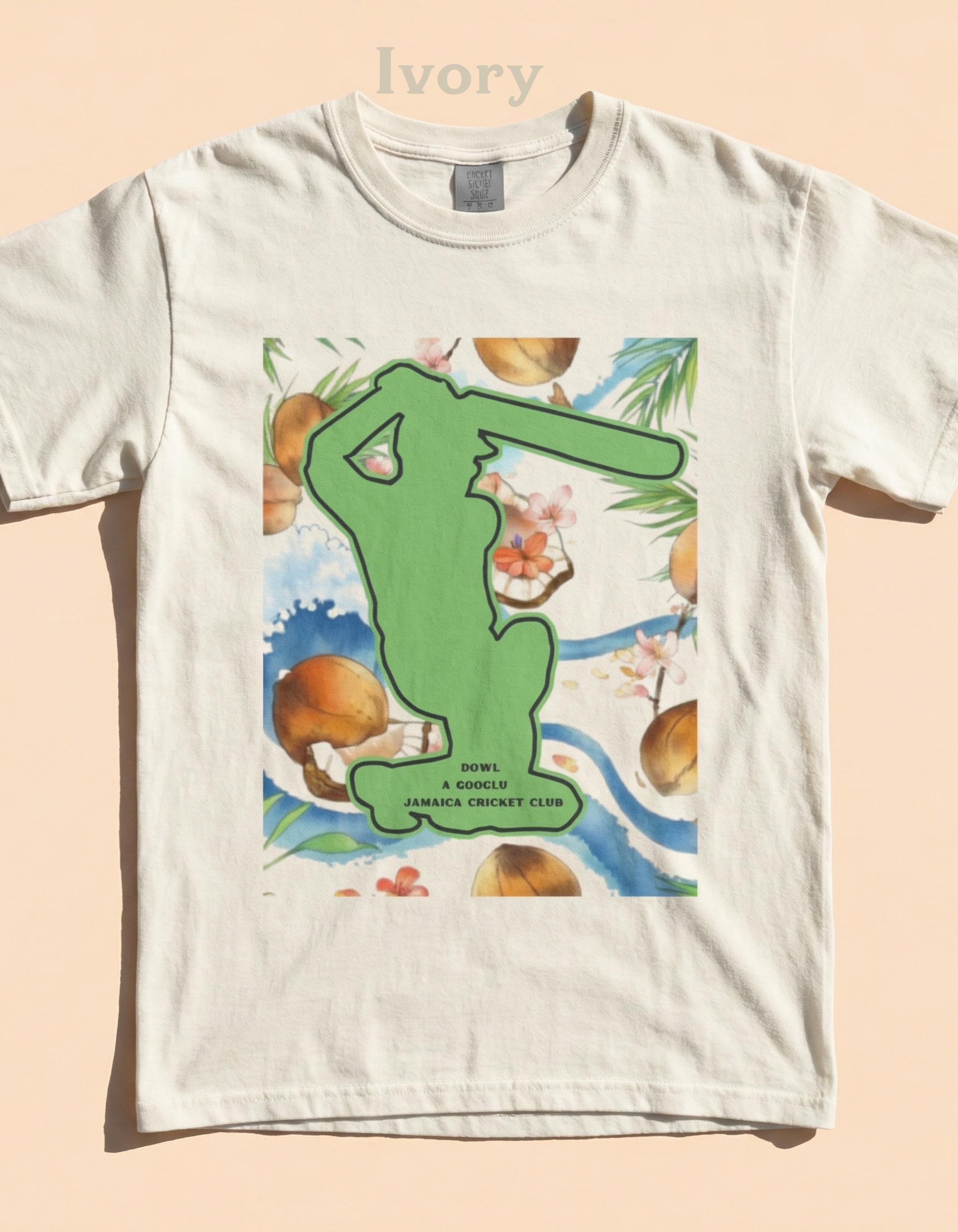 Island cricket club unisex graphic tee, Comfort Colors®, adult sizes, custom made, tropical art, view 6