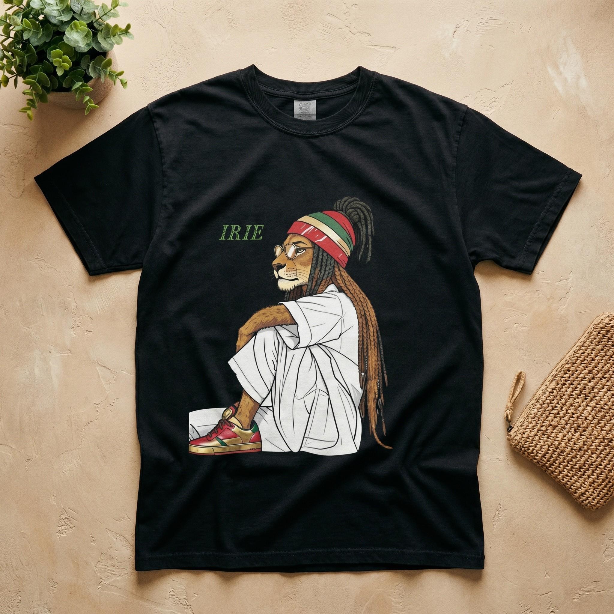 Jamaica Rasta Lioness Artwork T-Shirt, Comfort Colors® Unisex, Handmade Graphic, Reggae Vibes