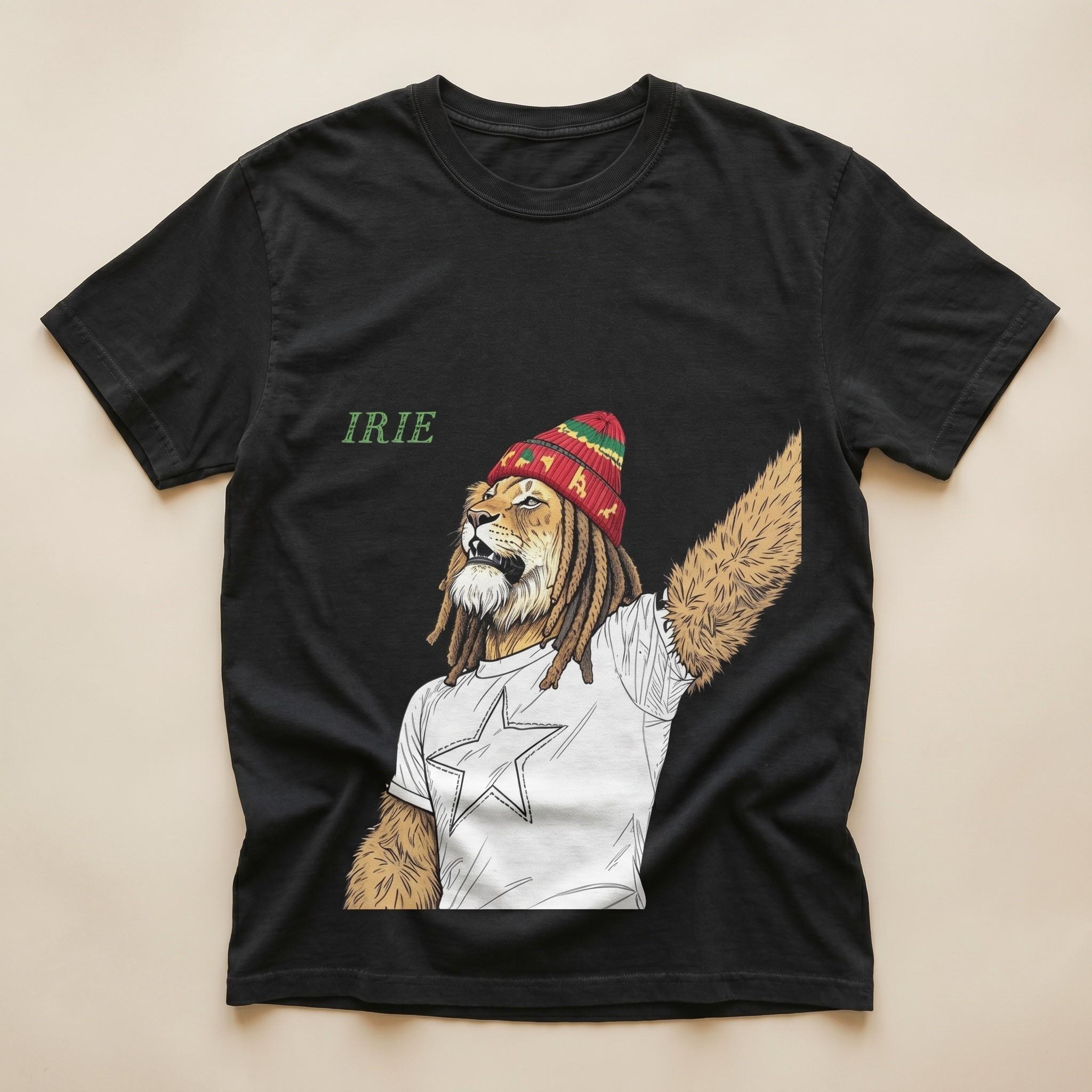 Jamaica Rasta Lion Illustration Shirt, Comfort Colors®, Reggae Vibes, Unisex, Handmade Graphic, festival wear