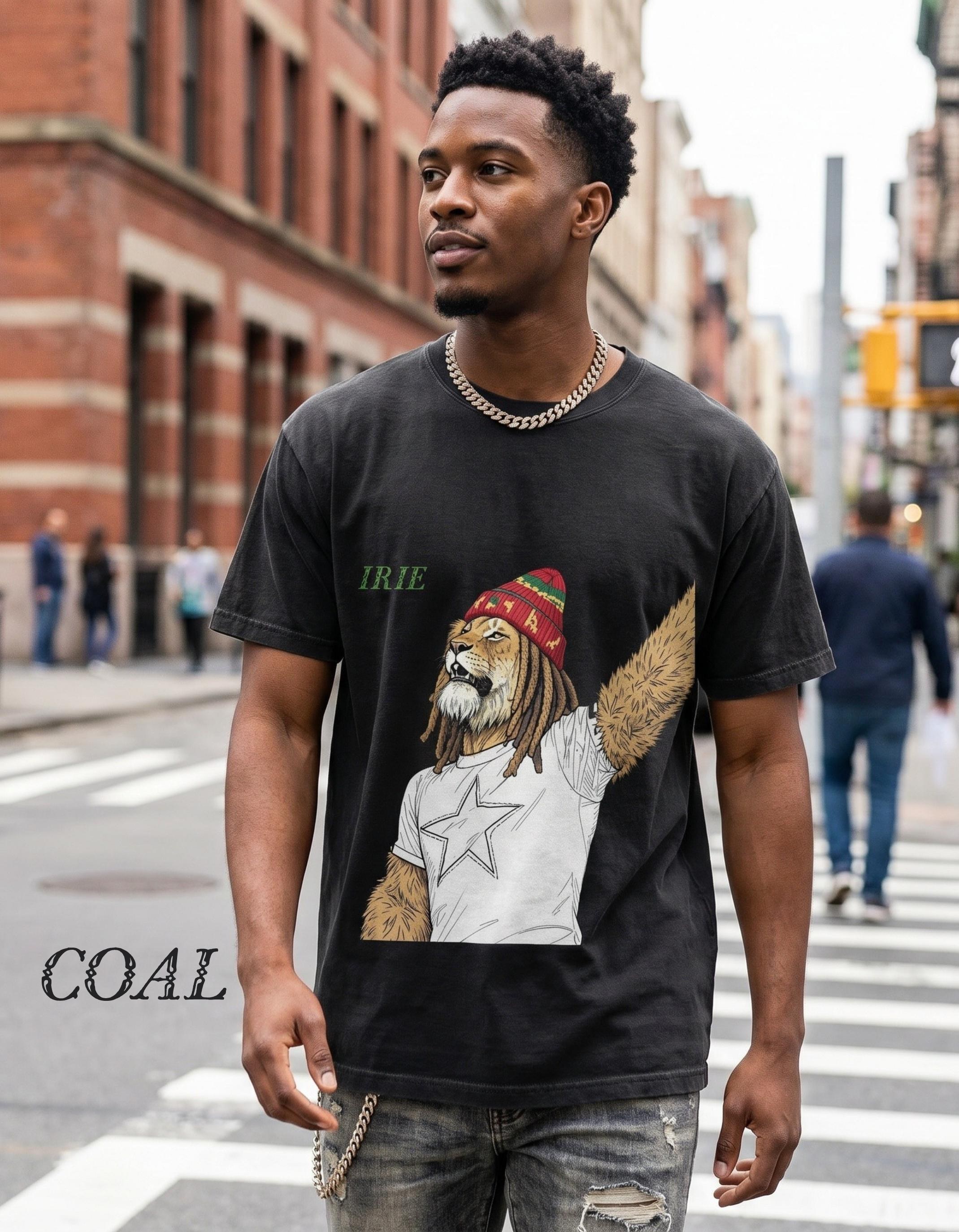 Jamaica Rasta Lion Illustration Shirt, Comfort Colors®, Reggae Vibes, Unisex, Handmade Graphic, festival wear, view 2