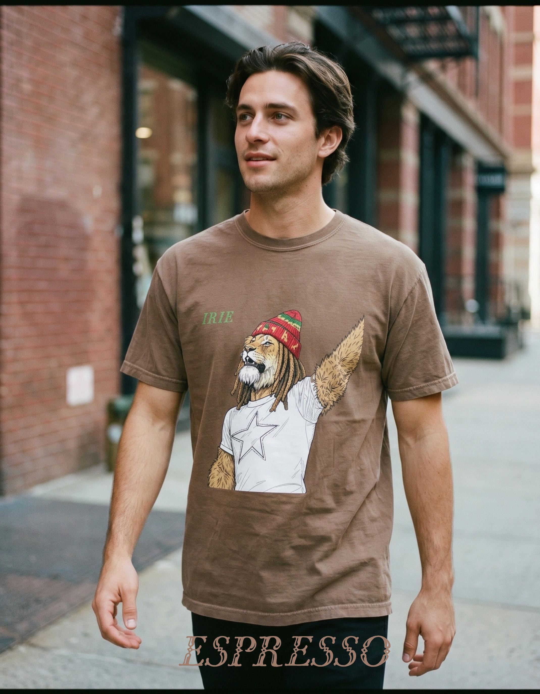 Jamaica Rasta Lion Illustration Shirt, Comfort Colors®, Reggae Vibes, Unisex, Handmade Graphic, festival wear, view 4