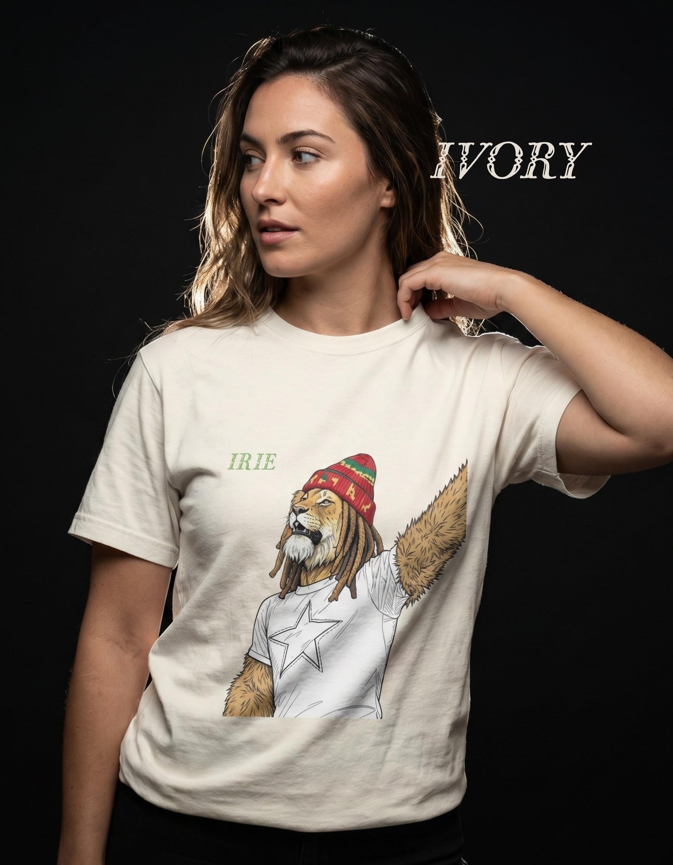 Jamaica Rasta Lion Illustration Shirt, Comfort Colors®, Reggae Vibes, Unisex, Handmade Graphic, festival wear, view 6