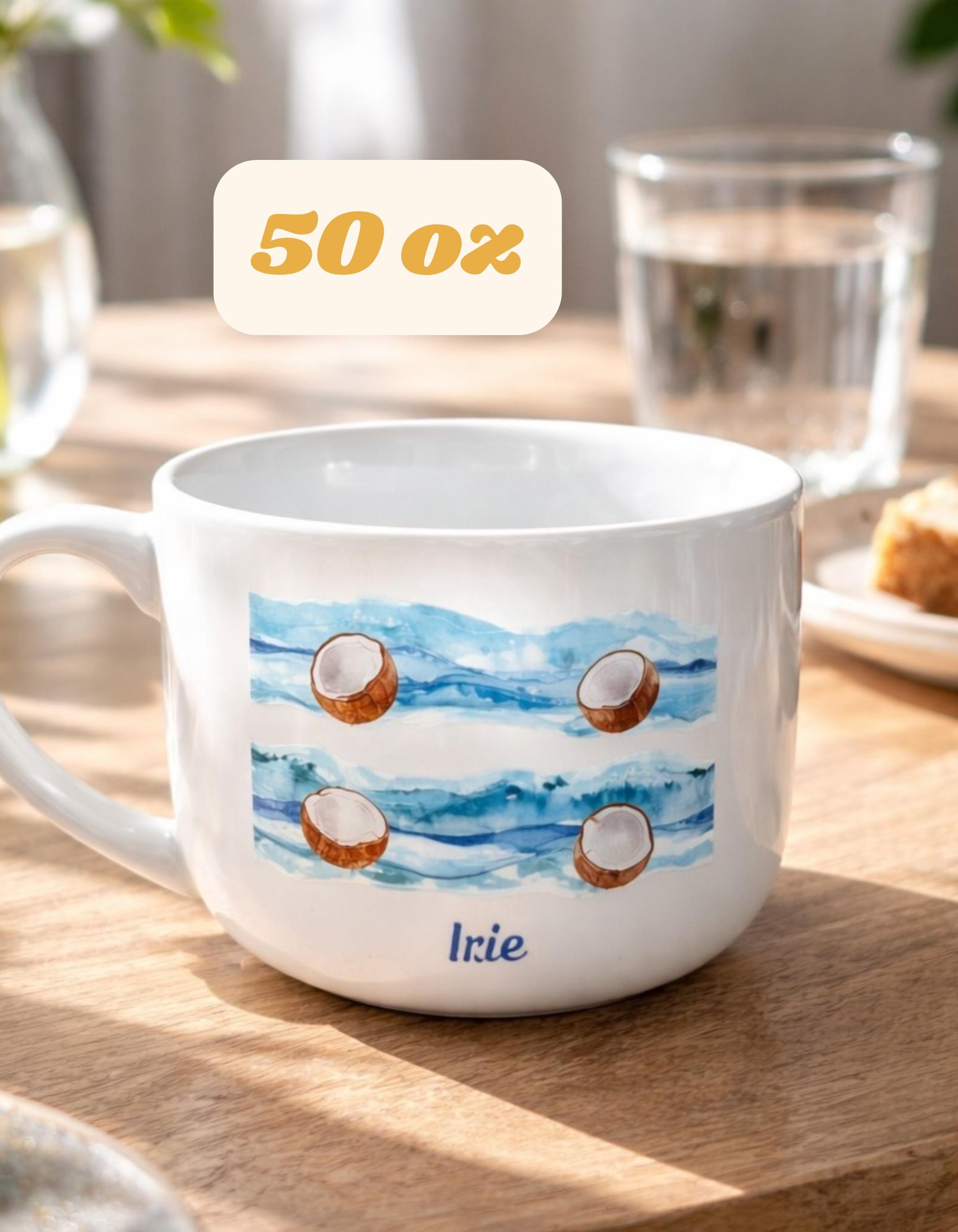 Coconut Waves Personalized Mug, Handmade Caribbean Beach Art, Teacher, Dad, Mom, Wedding Favor, view 7