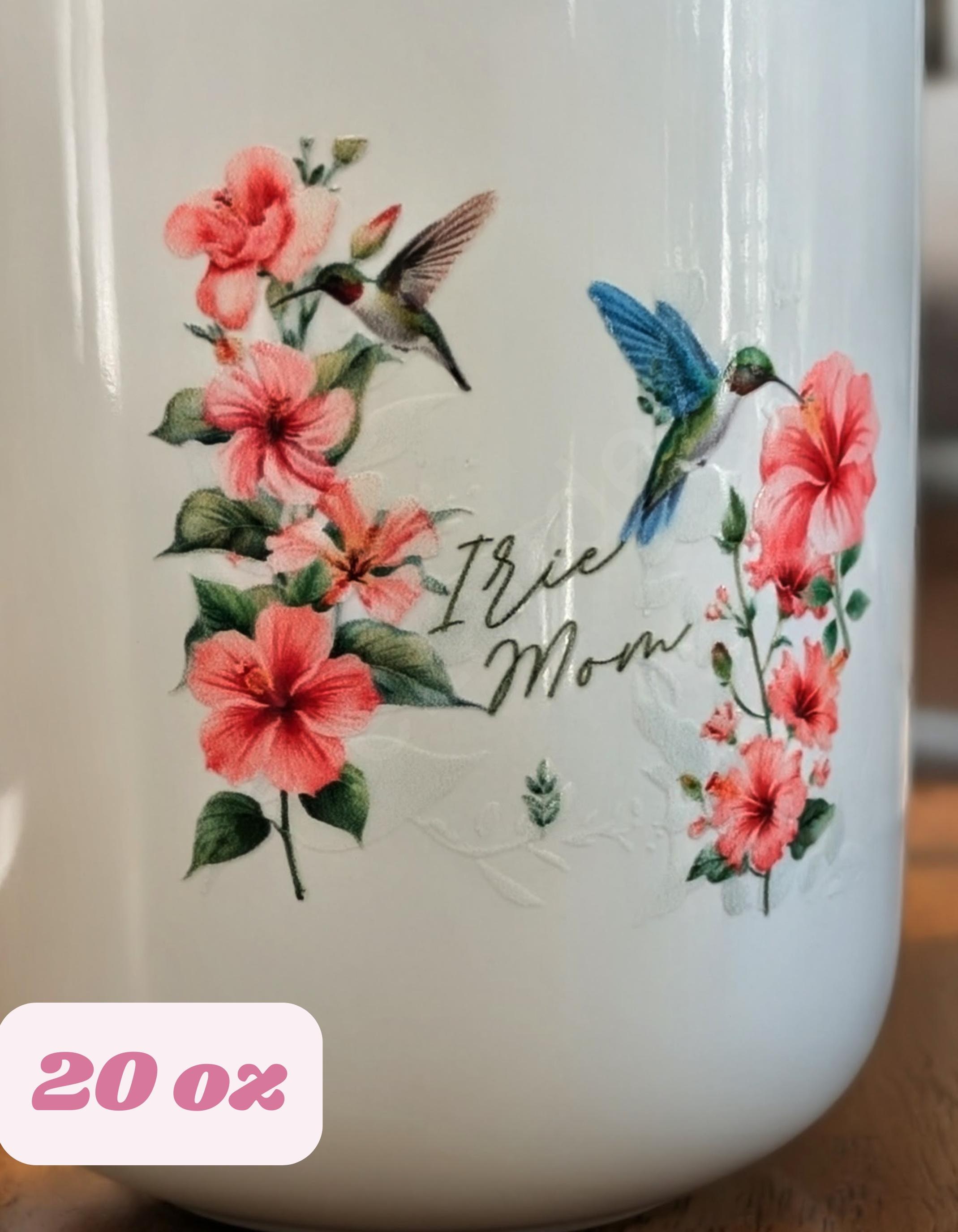 Floral Hummingbird Caribbean Ceramic Mug, Personalize with name, Artisan Artwork, Wedding Party, Teacher Appreciation, view 4