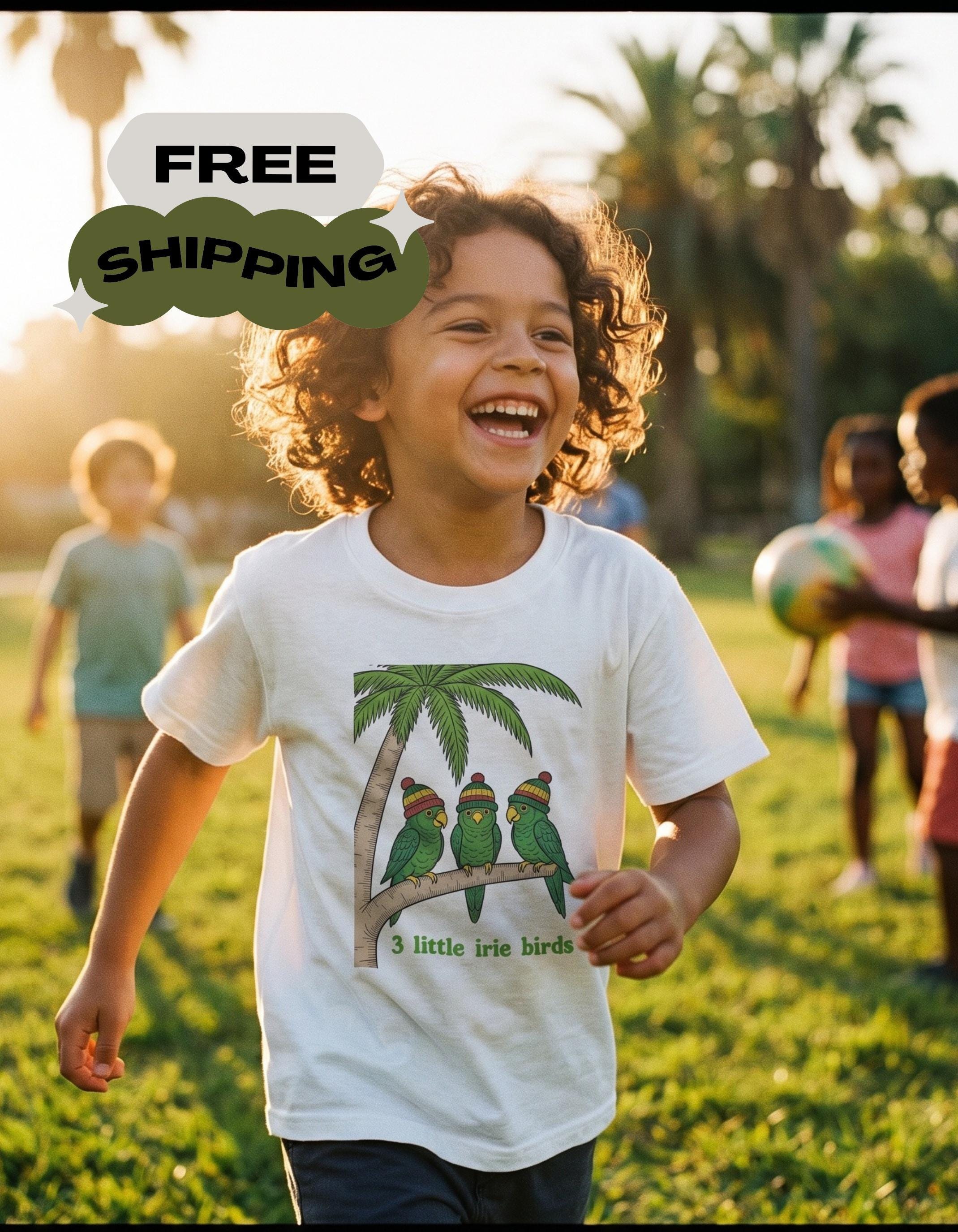 Kids 3 Little Birds Tee, Comfort Colors®, unisex youth t-shirt, reggae- inspired, parrot shirt