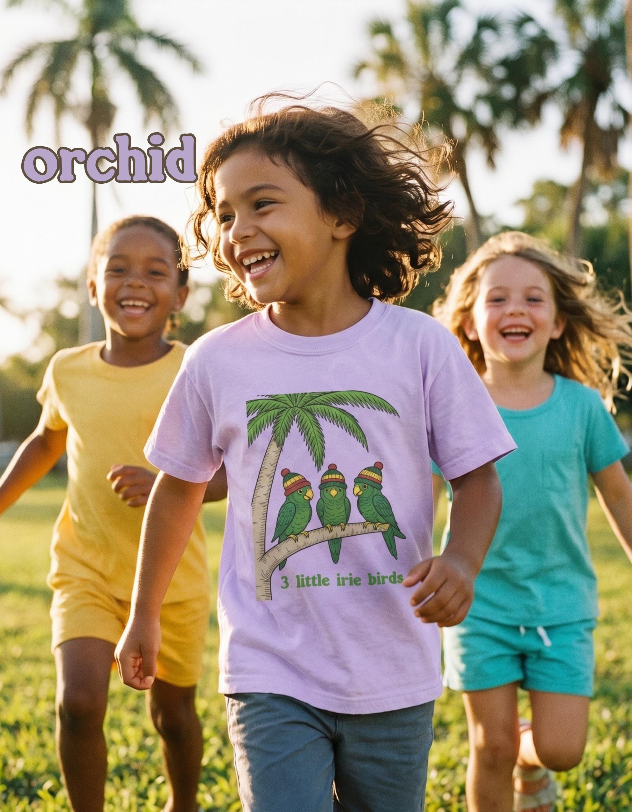 Kids 3 Little Birds Tee, Comfort Colors®, unisex youth t-shirt, reggae- inspired, parrot shirt, view 5