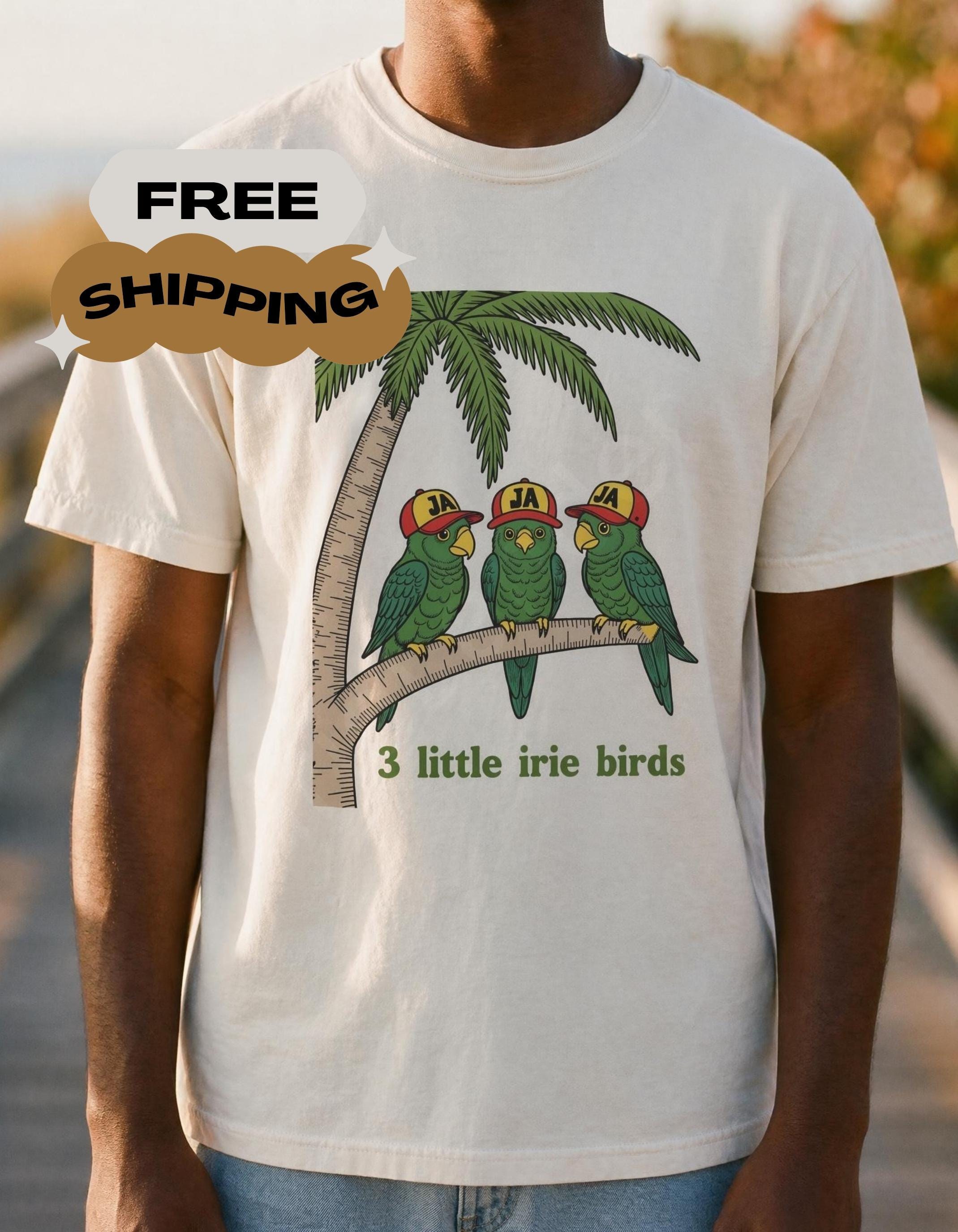 Adult 3 Little Birds Tee, Comfort Colors®, unisex t-shirt, reggae-inspired, parrot shirt