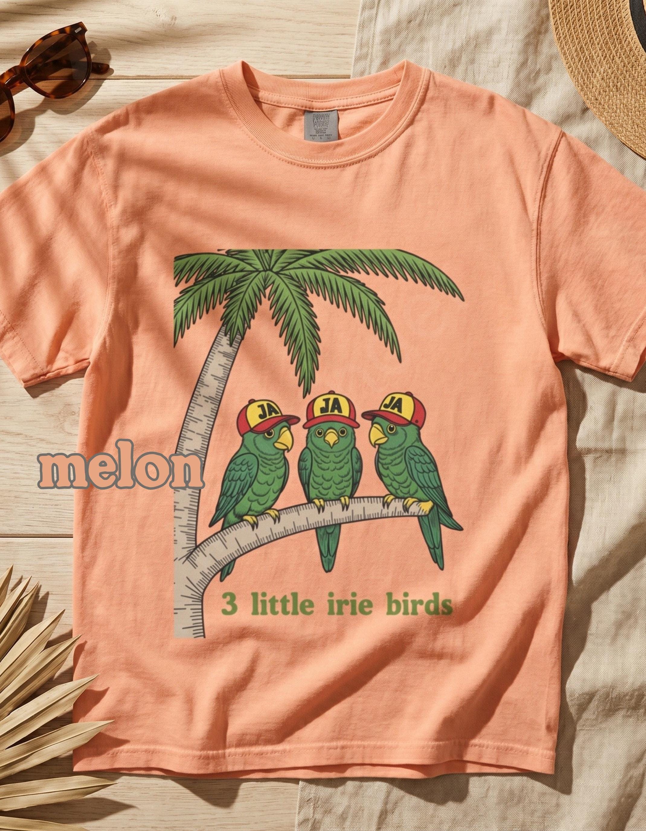 Adult 3 Little Birds Tee, Comfort Colors®, unisex t-shirt, reggae-inspired, parrot shirt, view 2