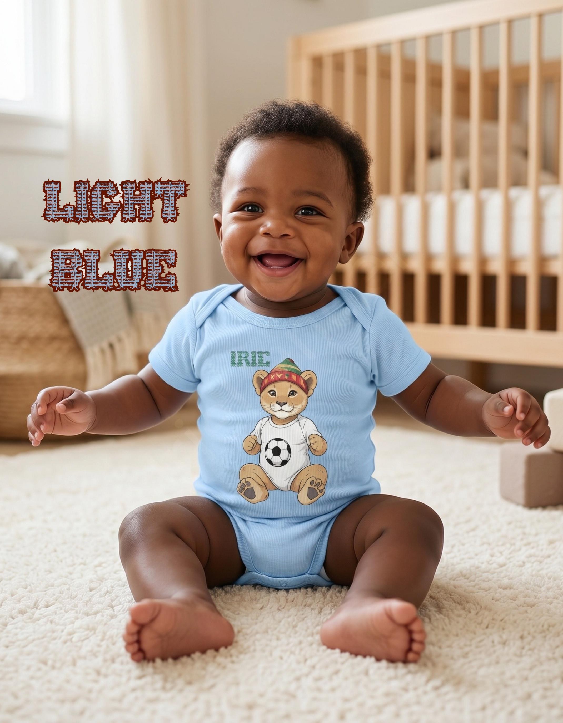 Lion Baby Bodysuit, Jamaican vibes, reggae art, Lion graphic print, Boy, view 3