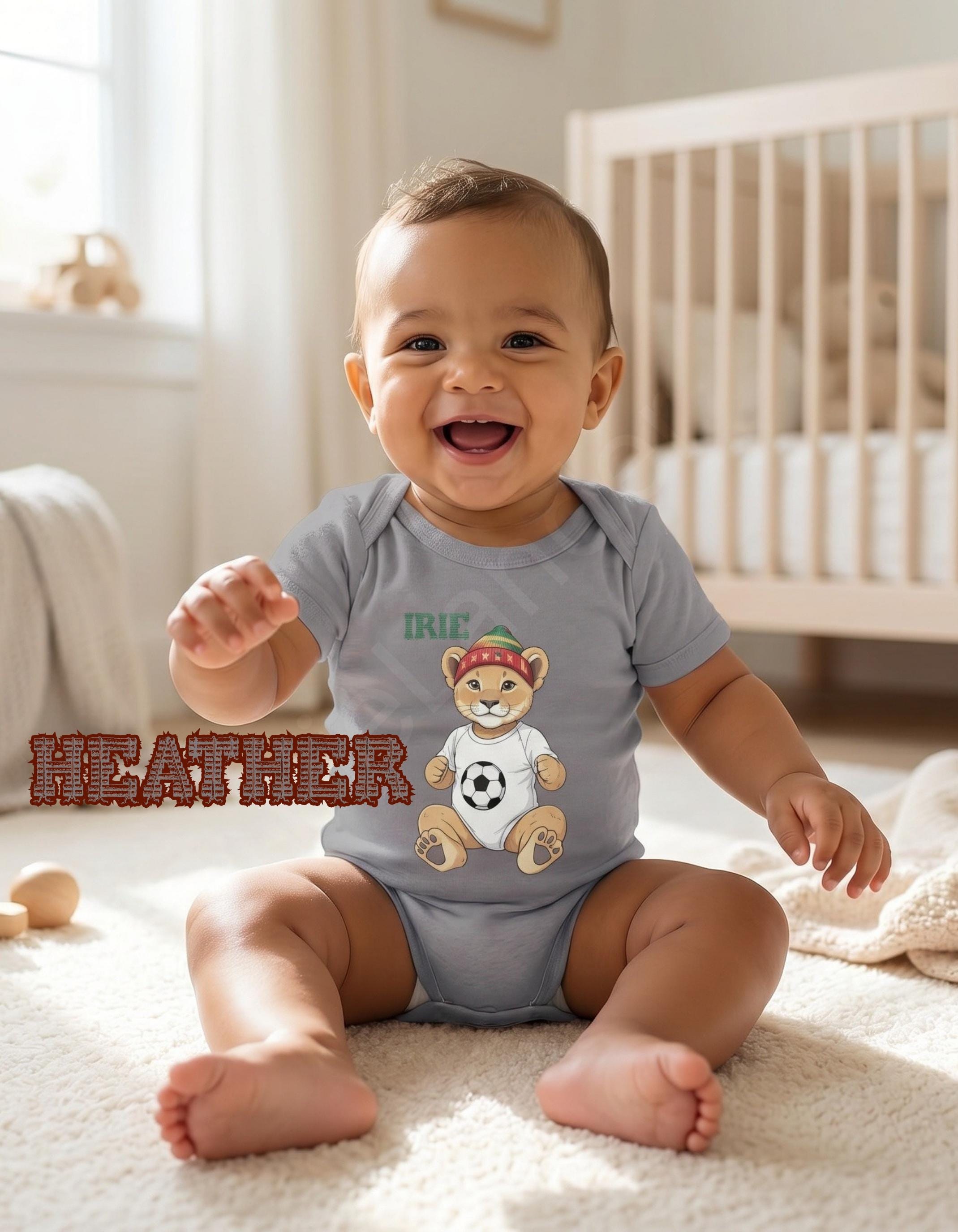 Lion Baby Bodysuit, Jamaican vibes, reggae art, Lion graphic print, Boy, view 8