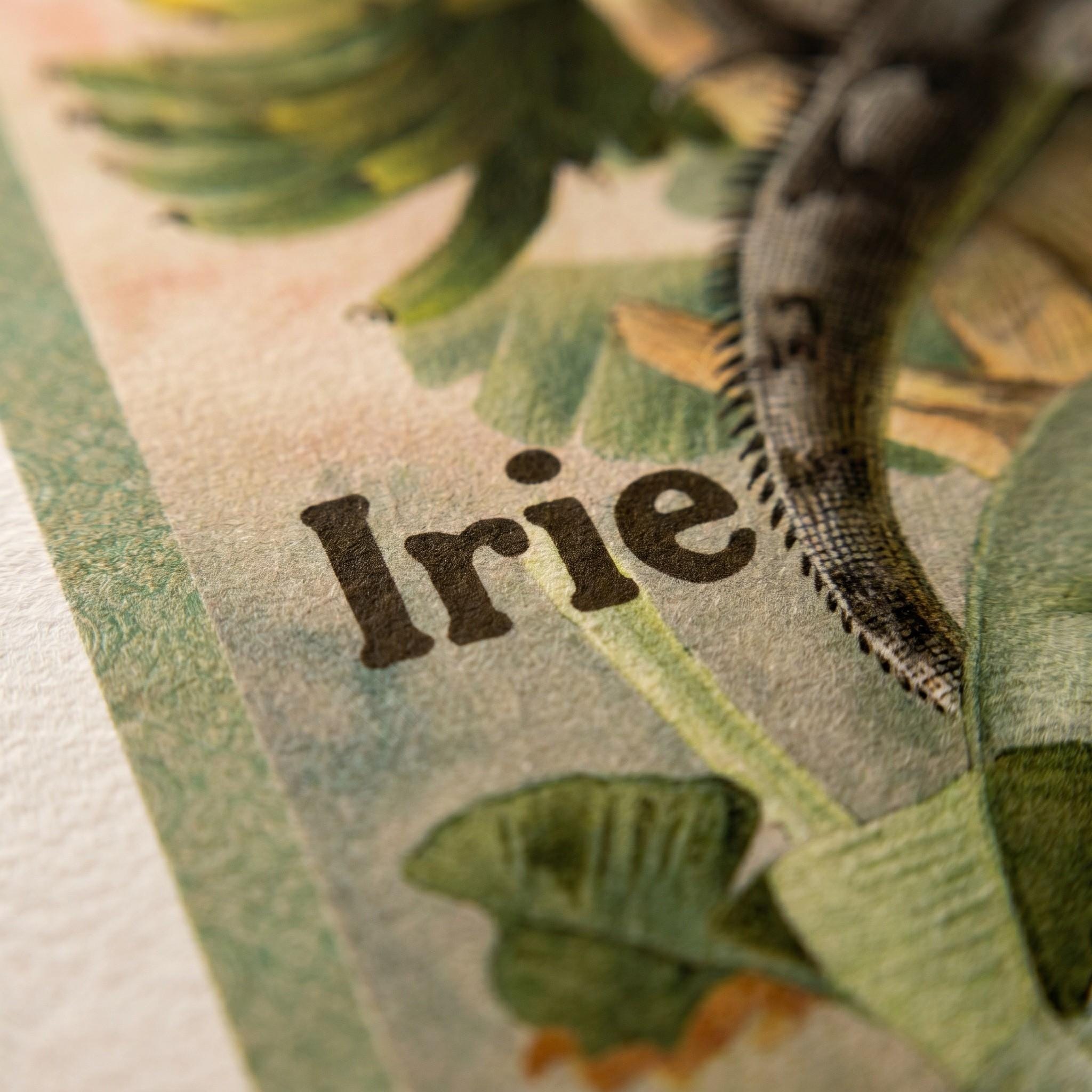 Iguana Art Climbing Banana Tree Botanical Print, tropical wall decor, Jamaican island style, view 4
