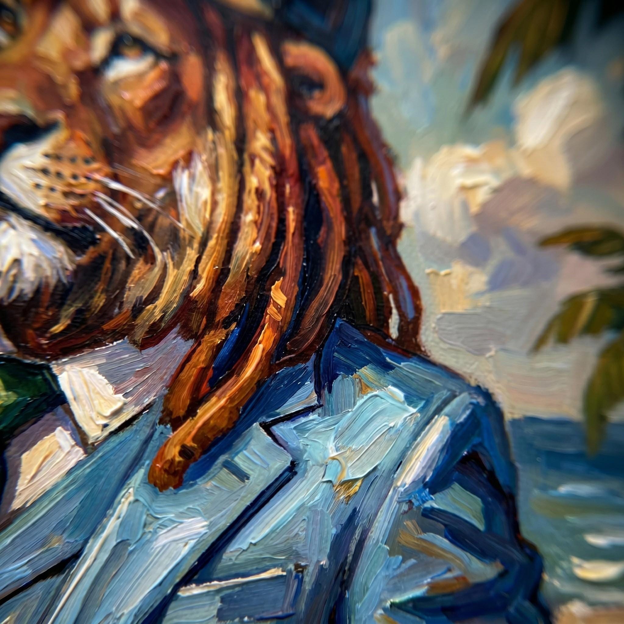 Jamaican Lion Dapper Suit Giclée Print, Whimsical Tropical Island Art, view 6