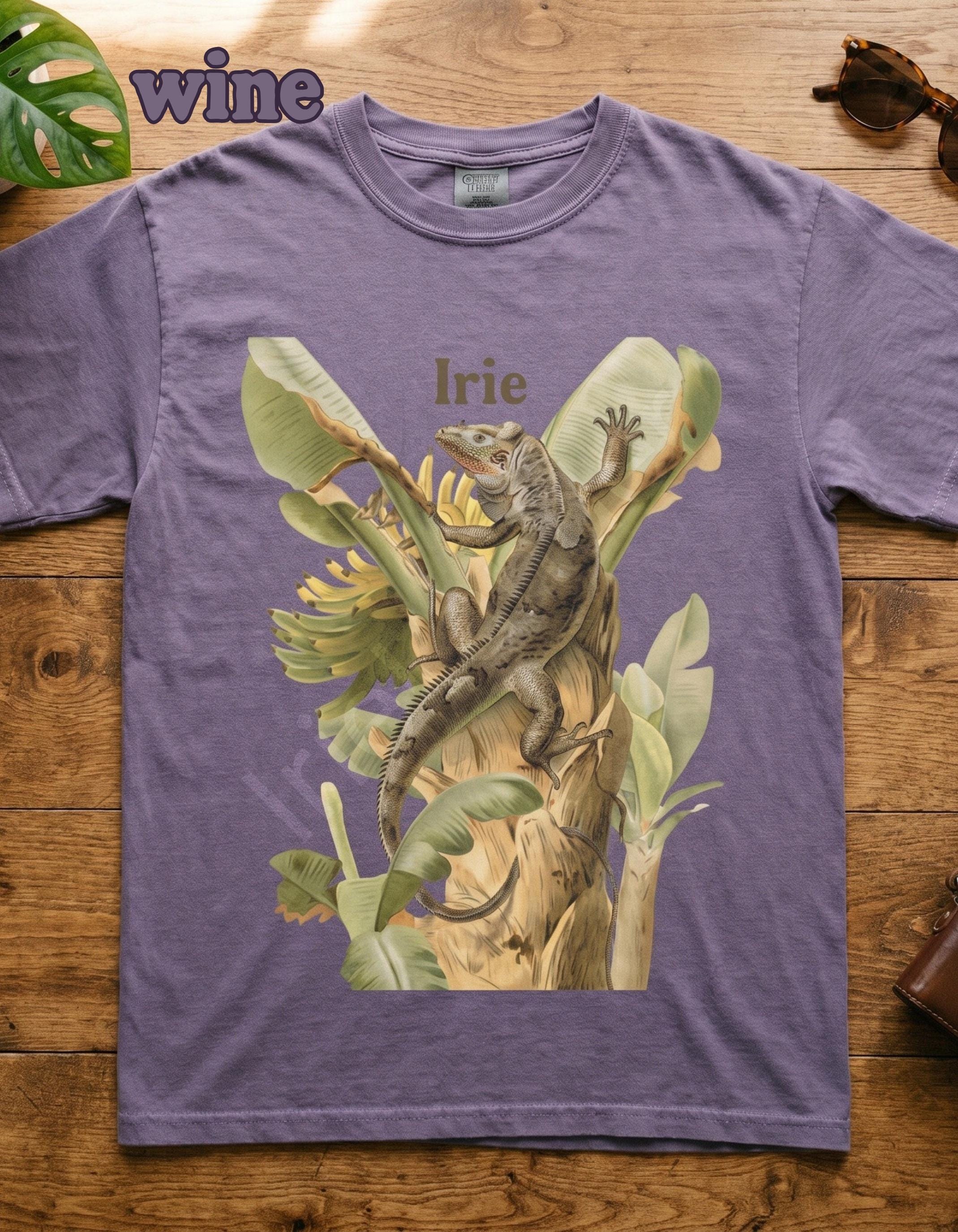 Iguana Botanical Art Unisex Tee, banana tree graphic, vintage illustration, Jamaican vibe, Comfort Colors®, view 11