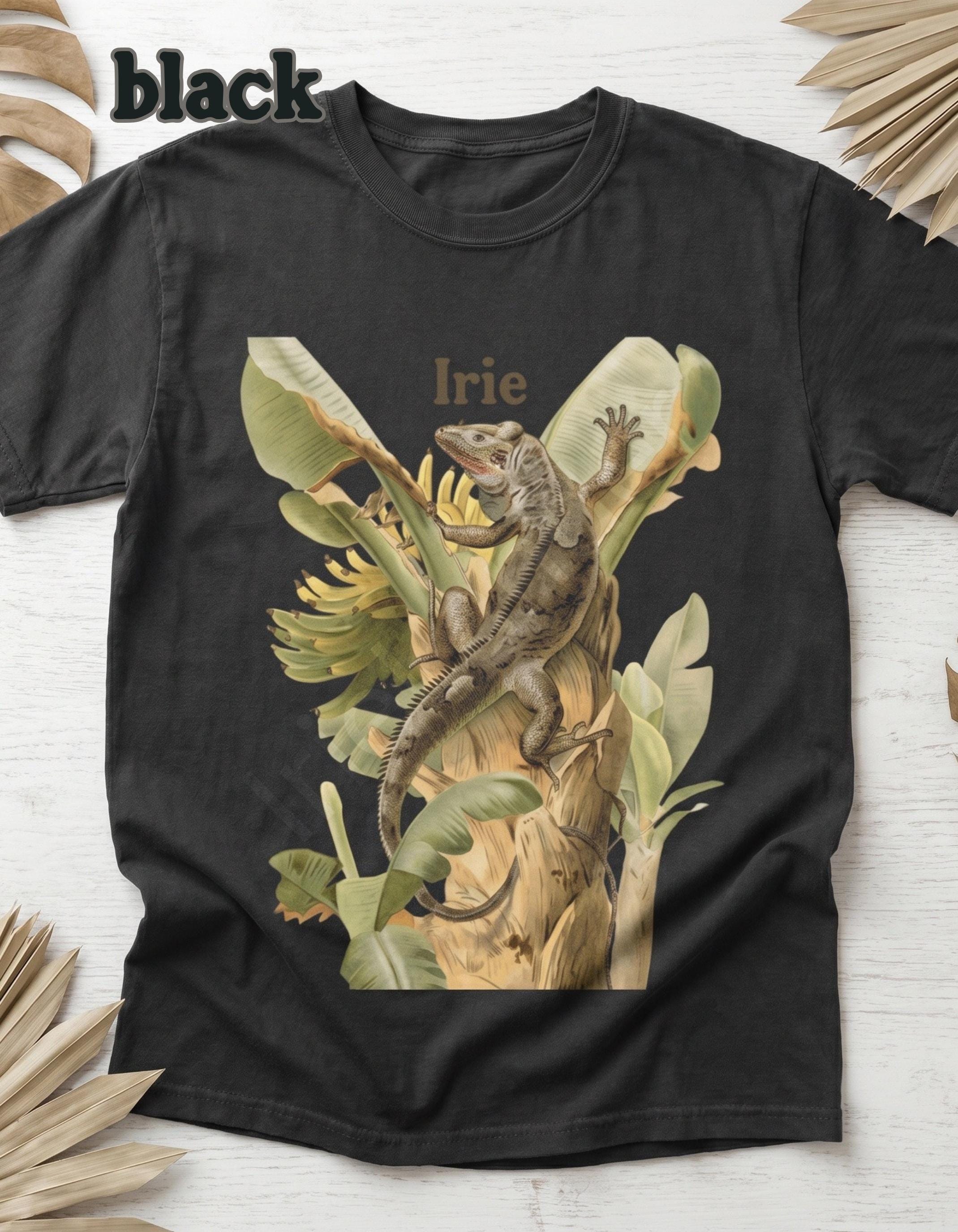 Iguana Botanical Art Unisex Tee, banana tree graphic, vintage illustration, Jamaican vibe, Comfort Colors®, view 12