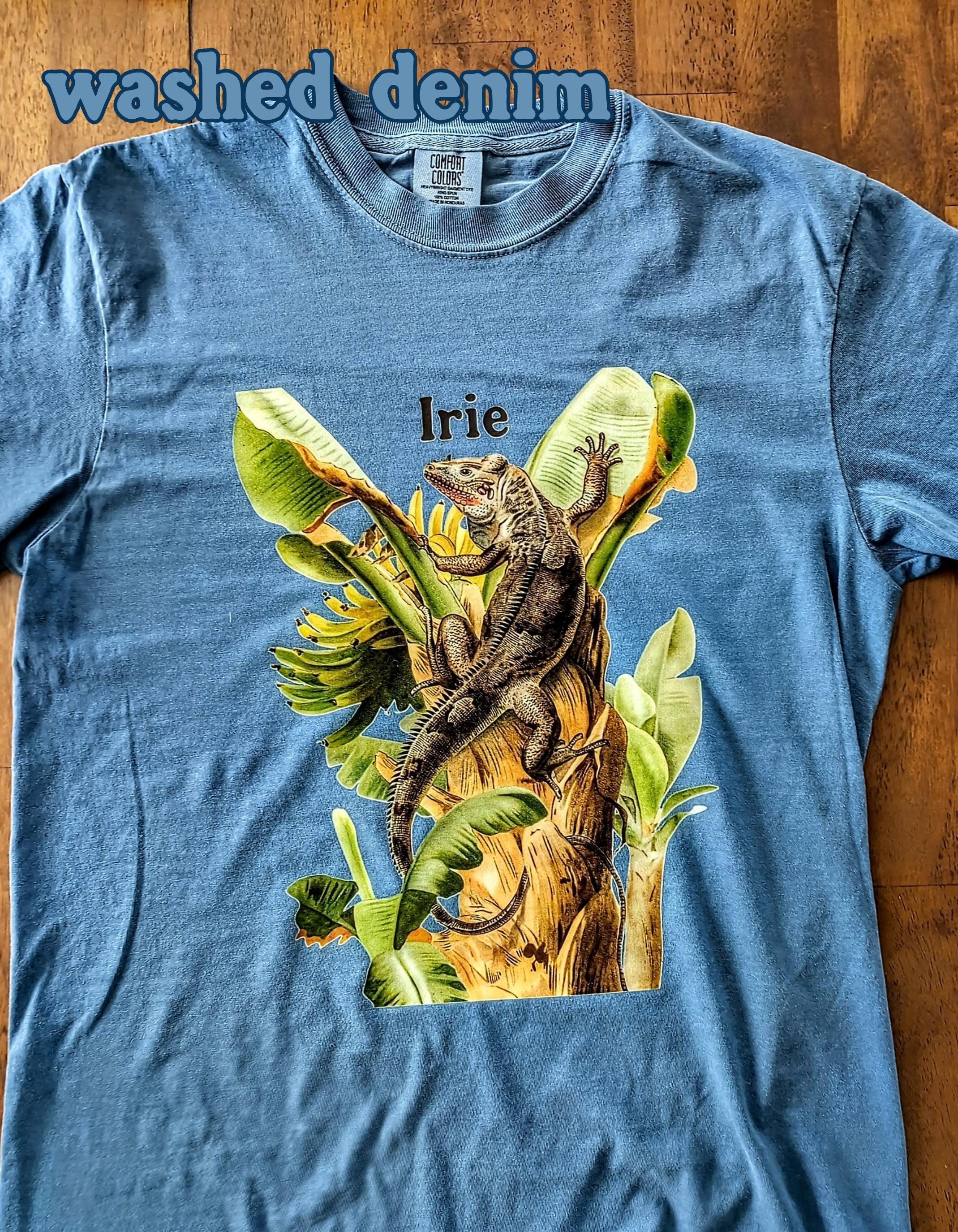 Iguana Botanical Art Unisex Tee, banana tree graphic, vintage illustration, Jamaican vibe, Comfort Colors®, view 13