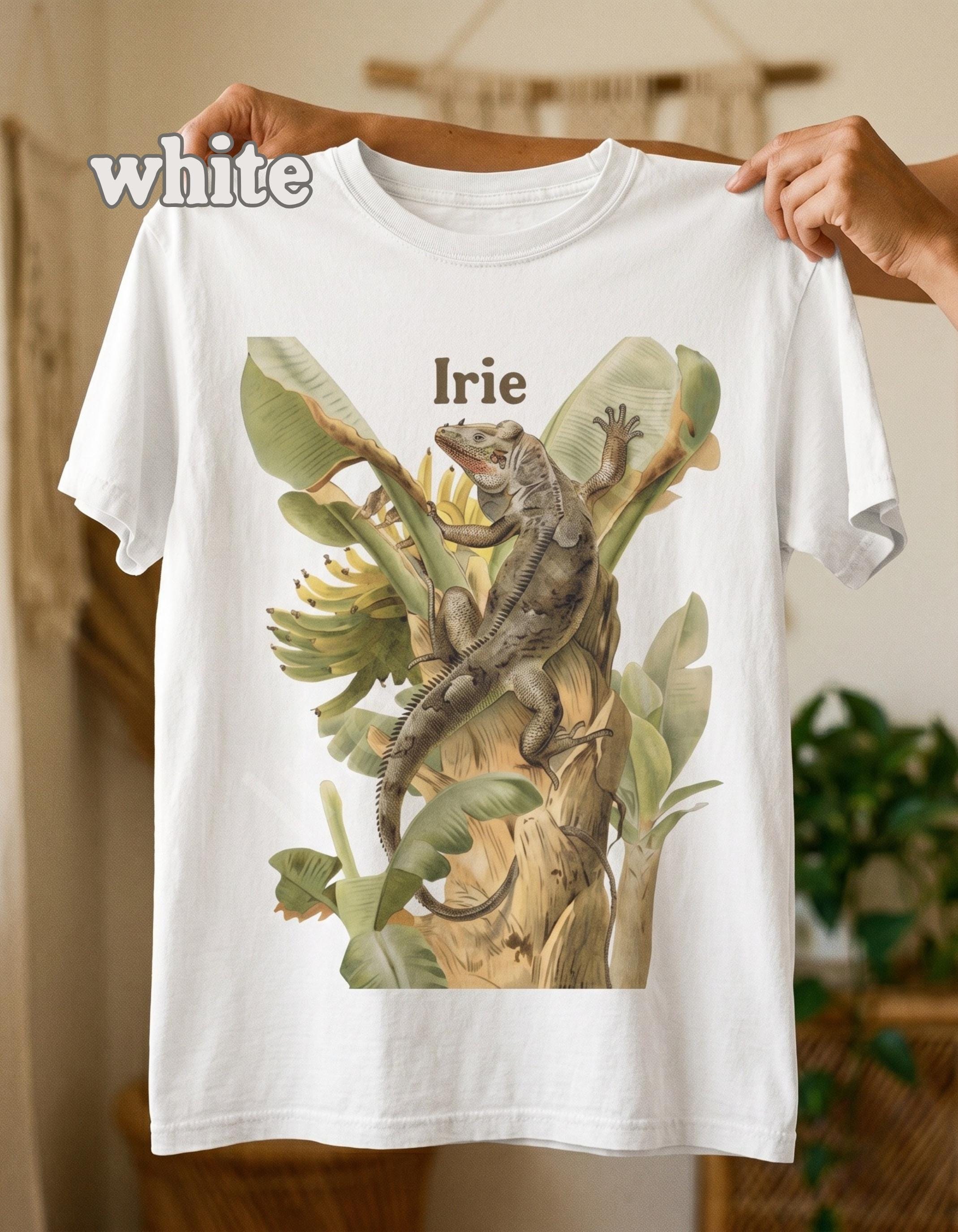 Iguana Botanical Art Unisex Tee, banana tree graphic, vintage illustration, Jamaican vibe, Comfort Colors®, view 4