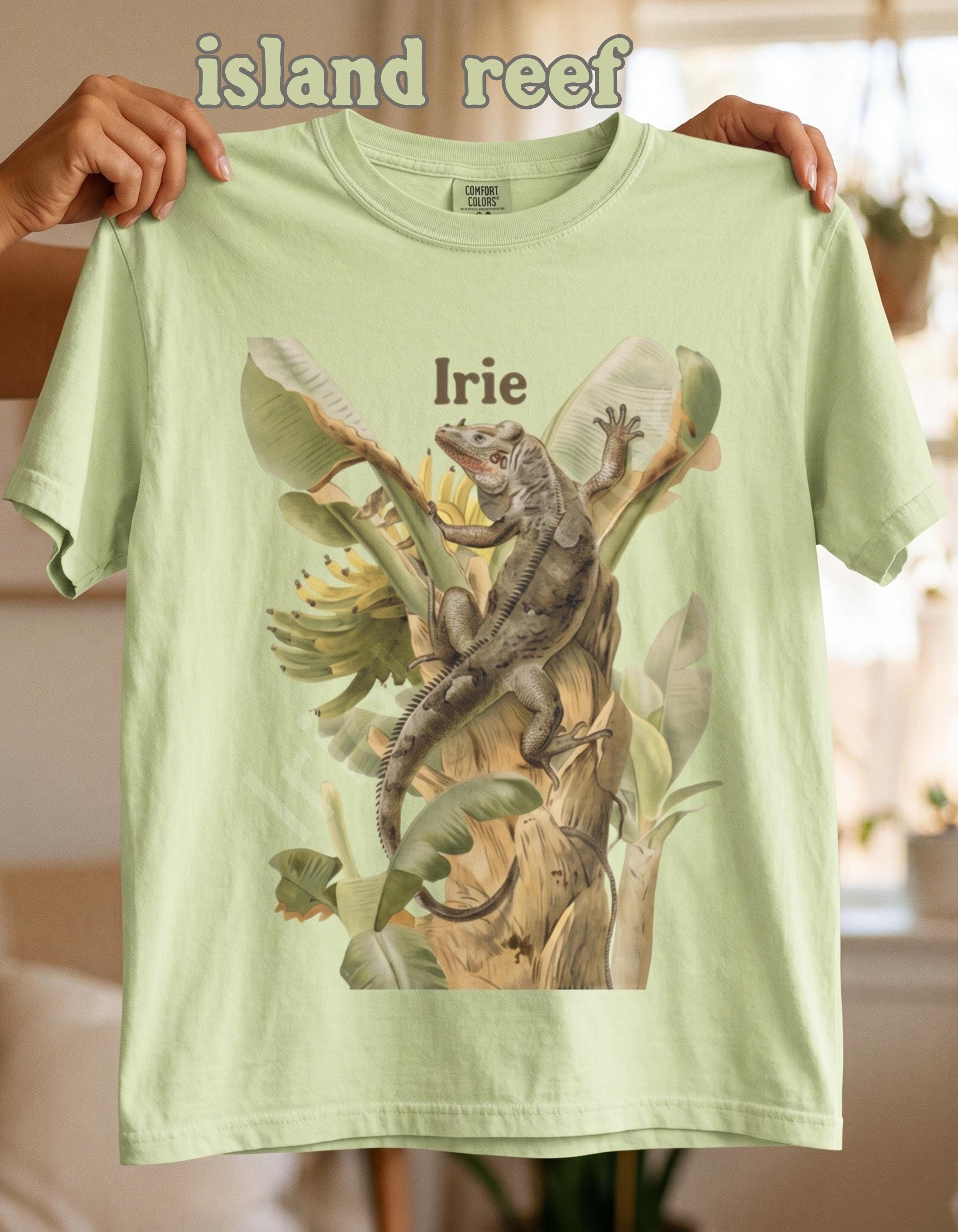 Iguana Botanical Art Unisex Tee, banana tree graphic, vintage illustration, Jamaican vibe, Comfort Colors®, view 5
