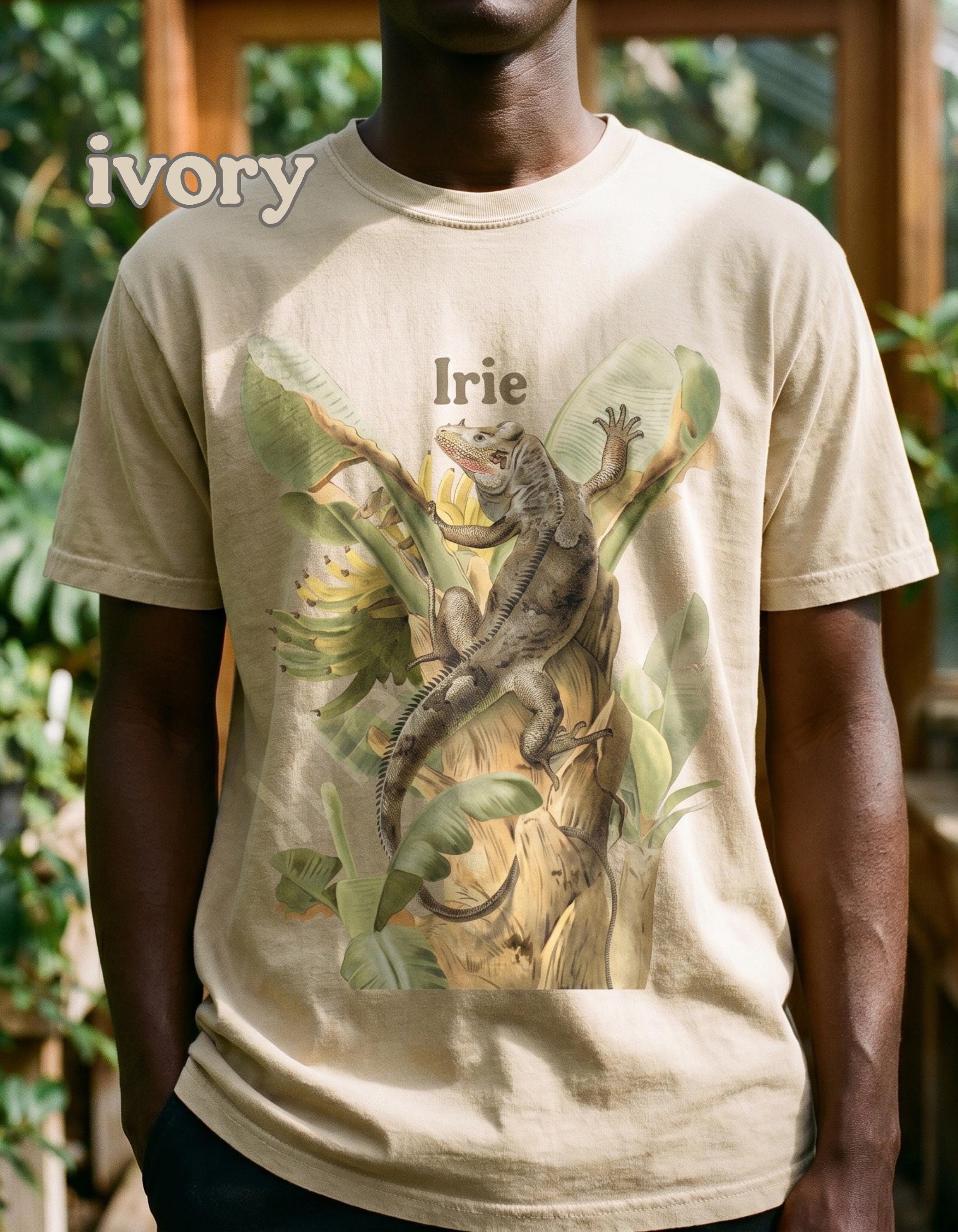 Iguana Botanical Art Unisex Tee, banana tree graphic, vintage illustration, Jamaican vibe, Comfort Colors®, view 7