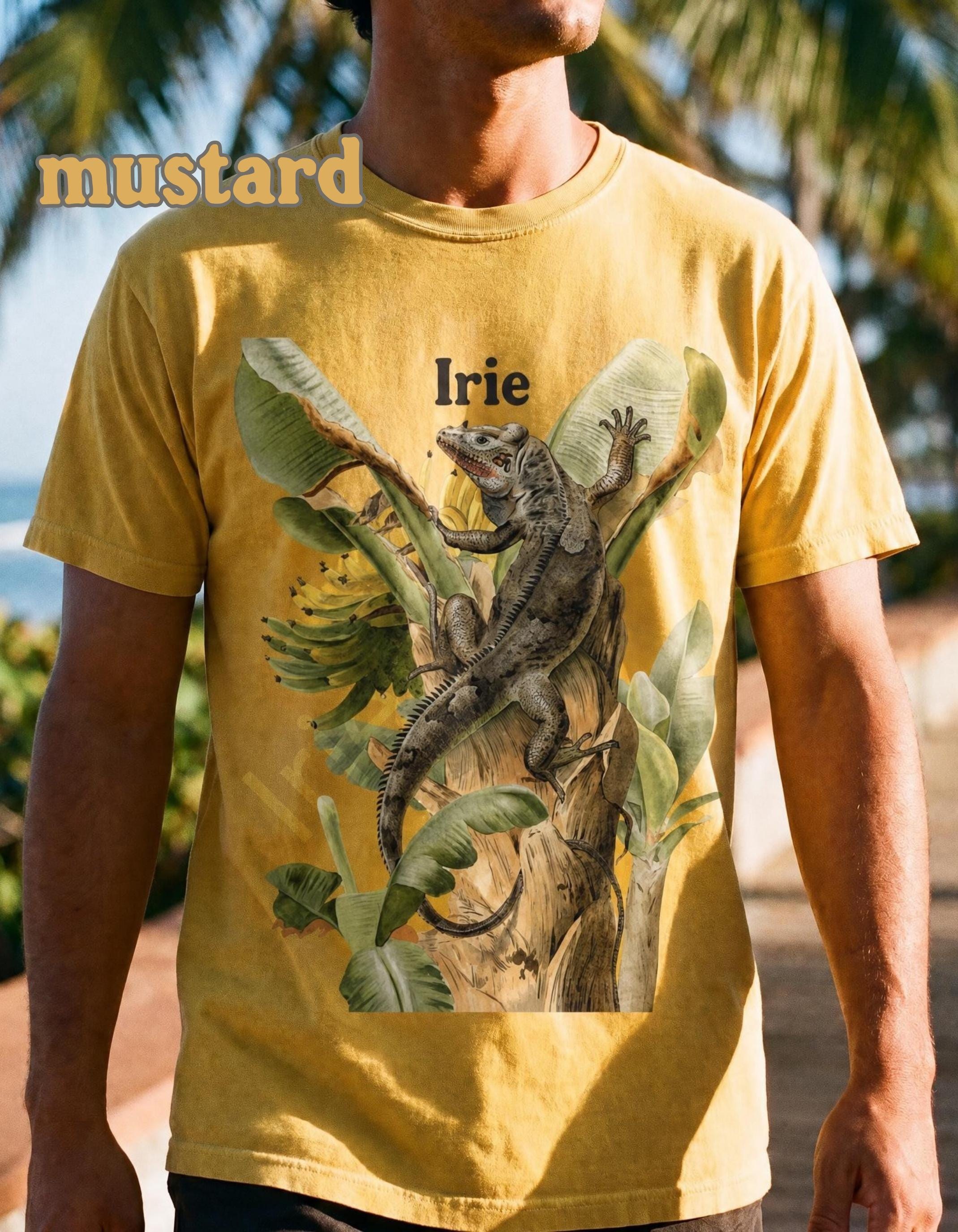 Iguana Botanical Art Unisex Tee, banana tree graphic, vintage illustration, Jamaican vibe, Comfort Colors®, view 8