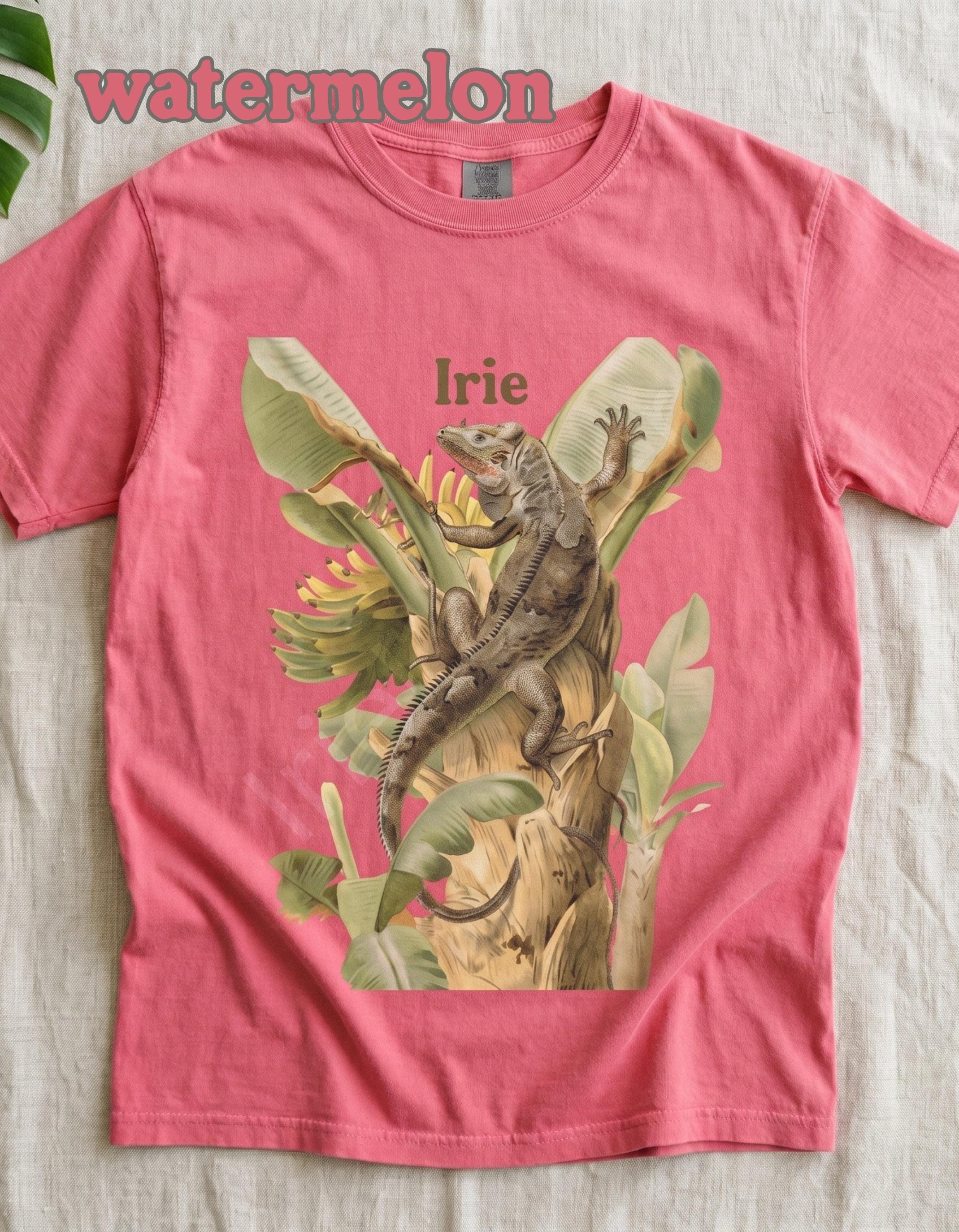 Iguana Botanical Art Unisex Tee, banana tree graphic, vintage illustration, Jamaican vibe, Comfort Colors®, view 10