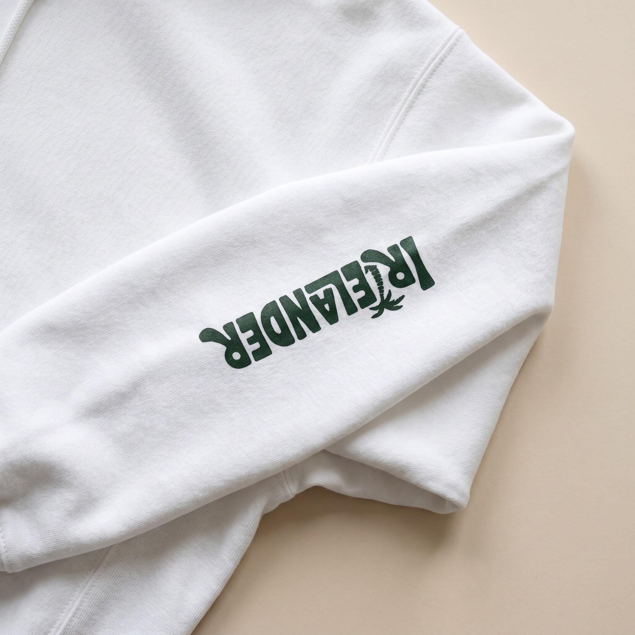 Tropical Iguana Banana Tree Hoodie by Champion®, island artwork, reggae inspired, arm logo, view 4