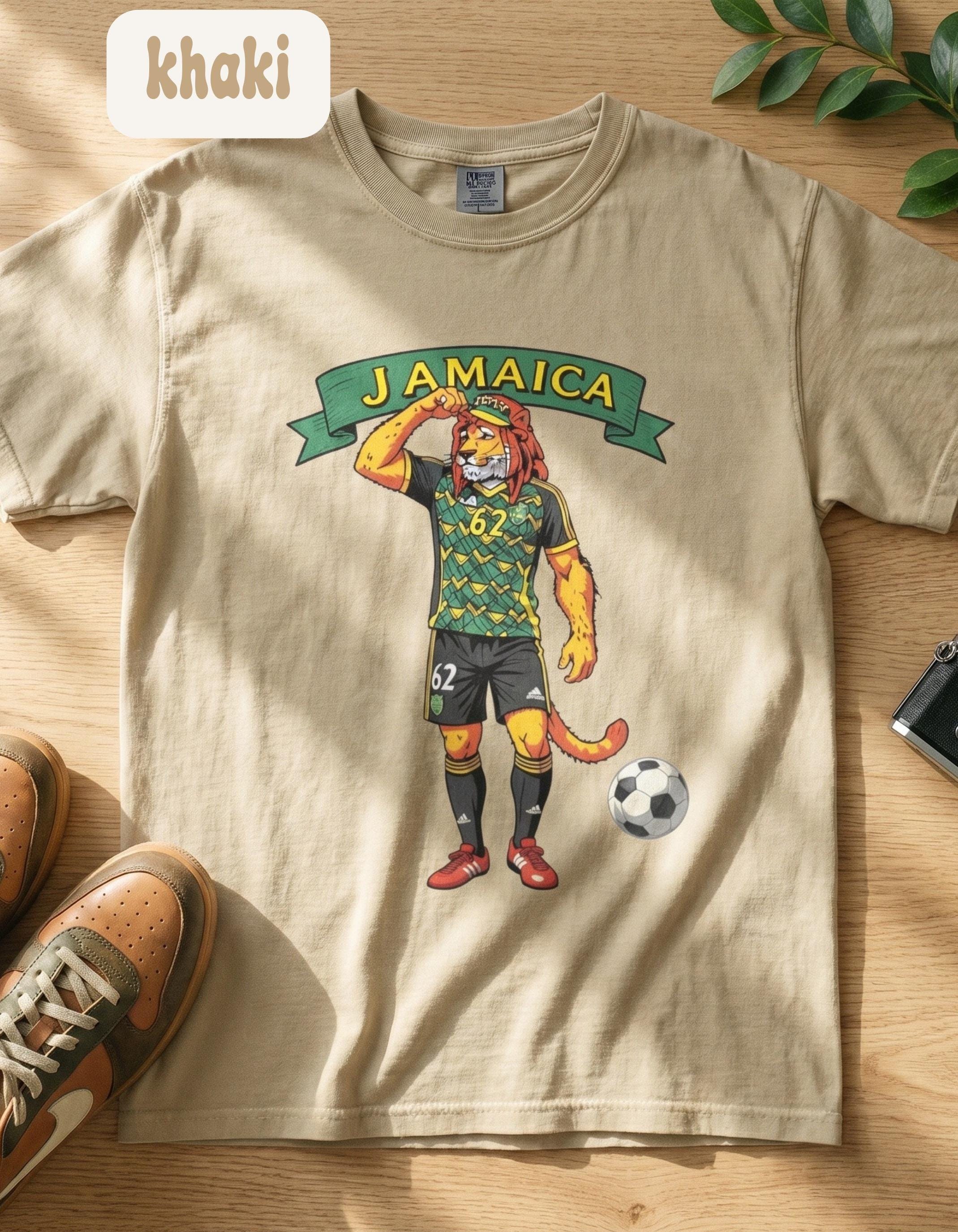 Jamaica Shirt, Reggae Boy Soccer Rasta Lion Graphic, Unisex Comfort Colors®, Jamaica fan gift, view 3