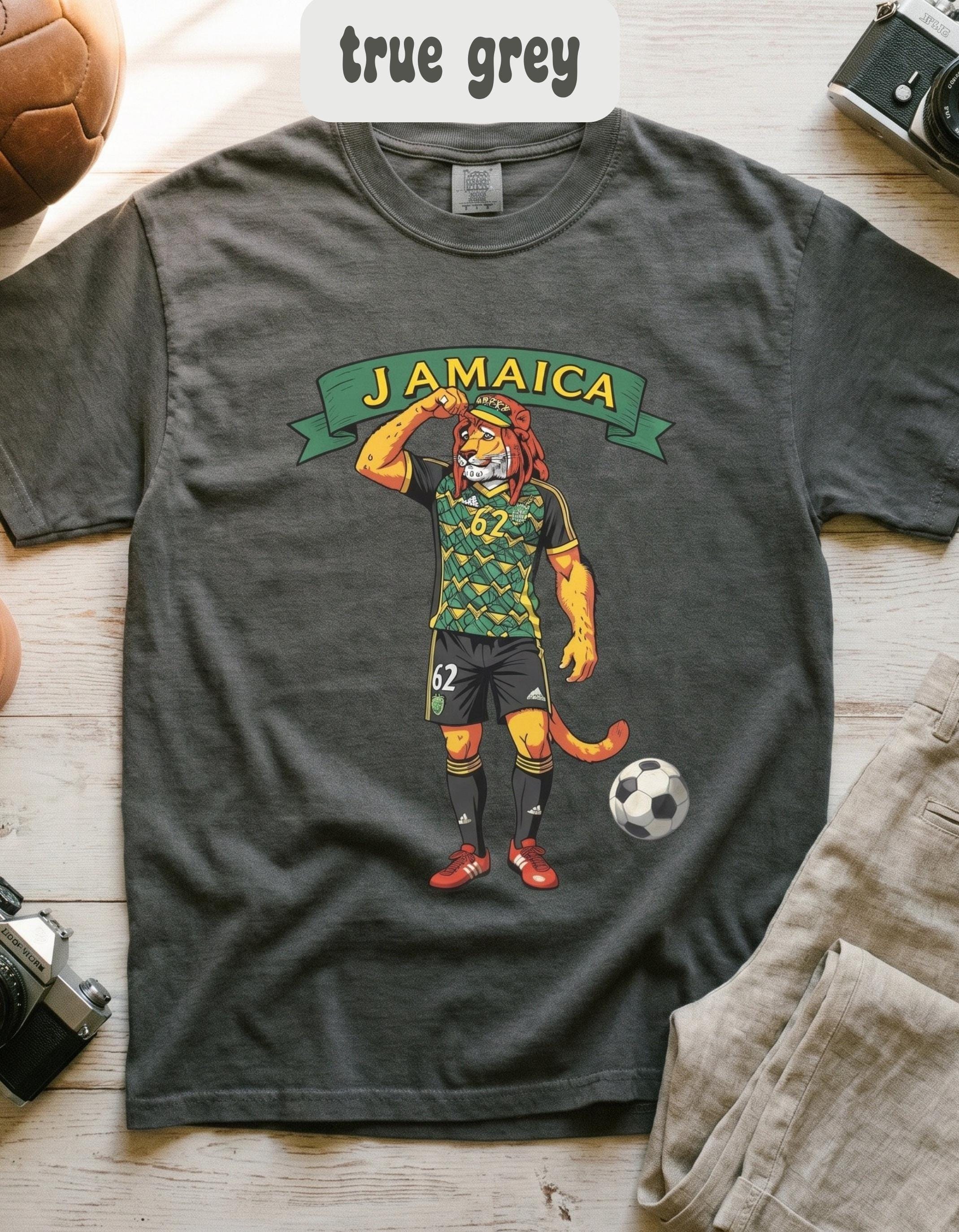 Jamaica Shirt, Reggae Boy Soccer Rasta Lion Graphic, Unisex Comfort Colors®, Jamaica fan gift, view 4