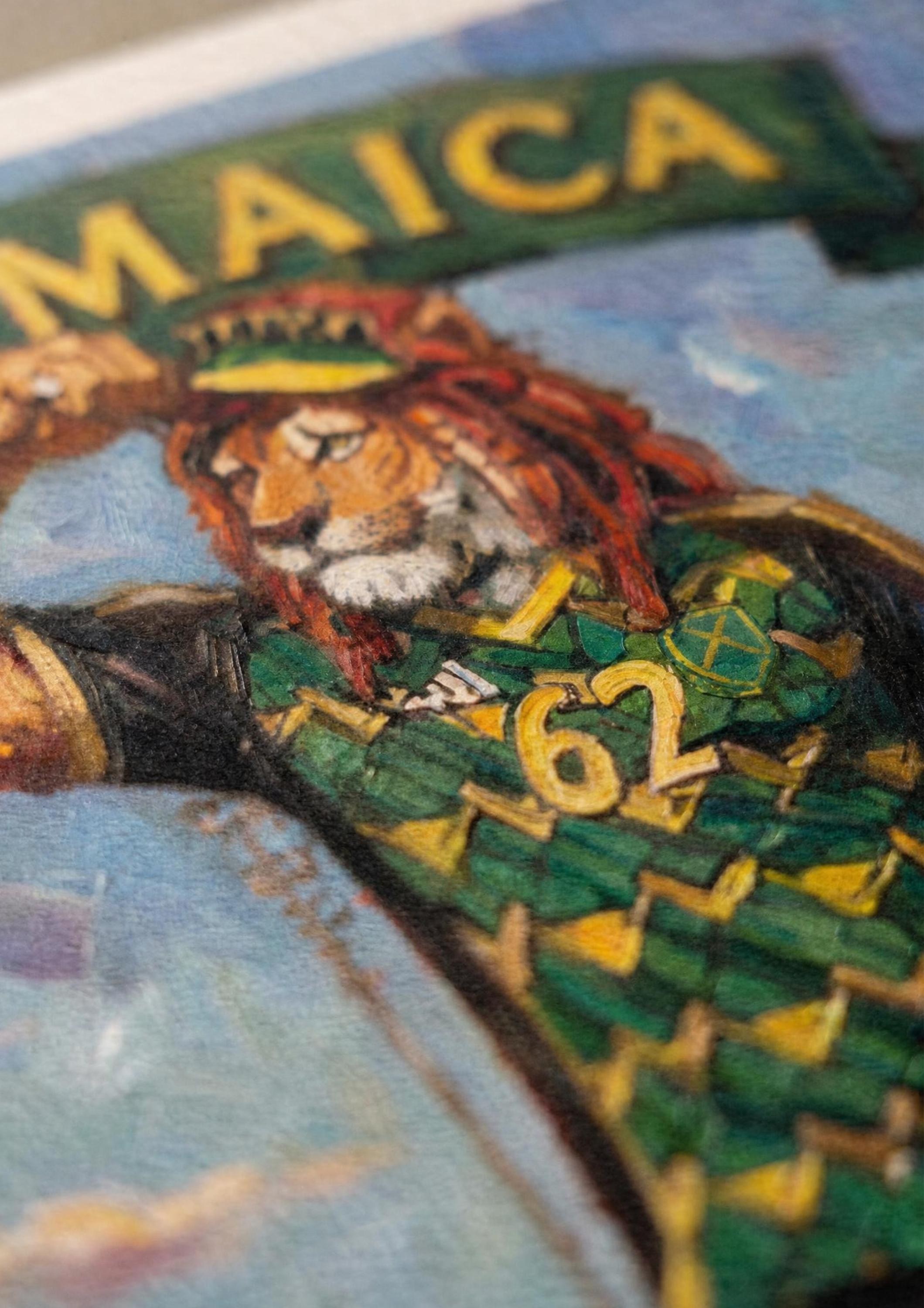 Rasta Lion Footballer Jamaica Art Print, giclée, reggae art wall decor, sports, view 3