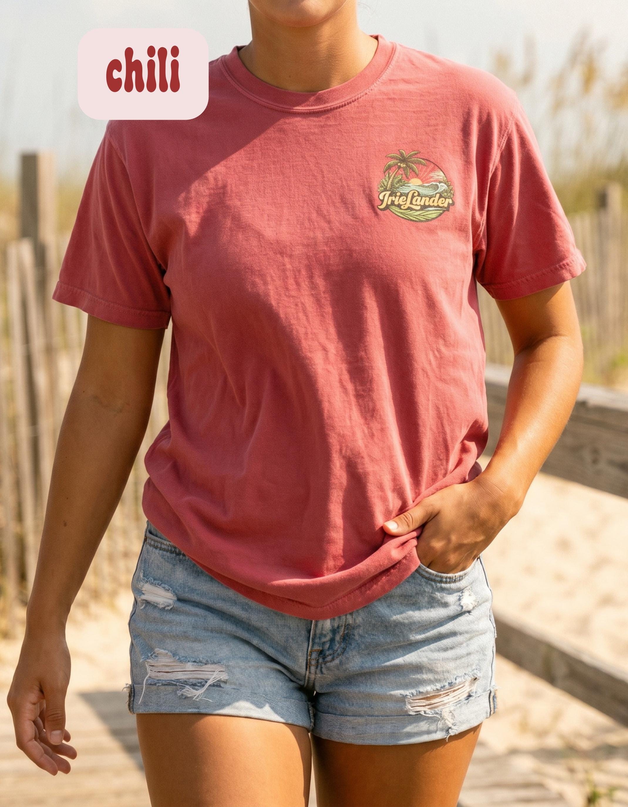 Jamaica Iguana T-Shirt, soft washed cotton, relaxed unisex fit, hibiscus art, summer vacation top, view 7