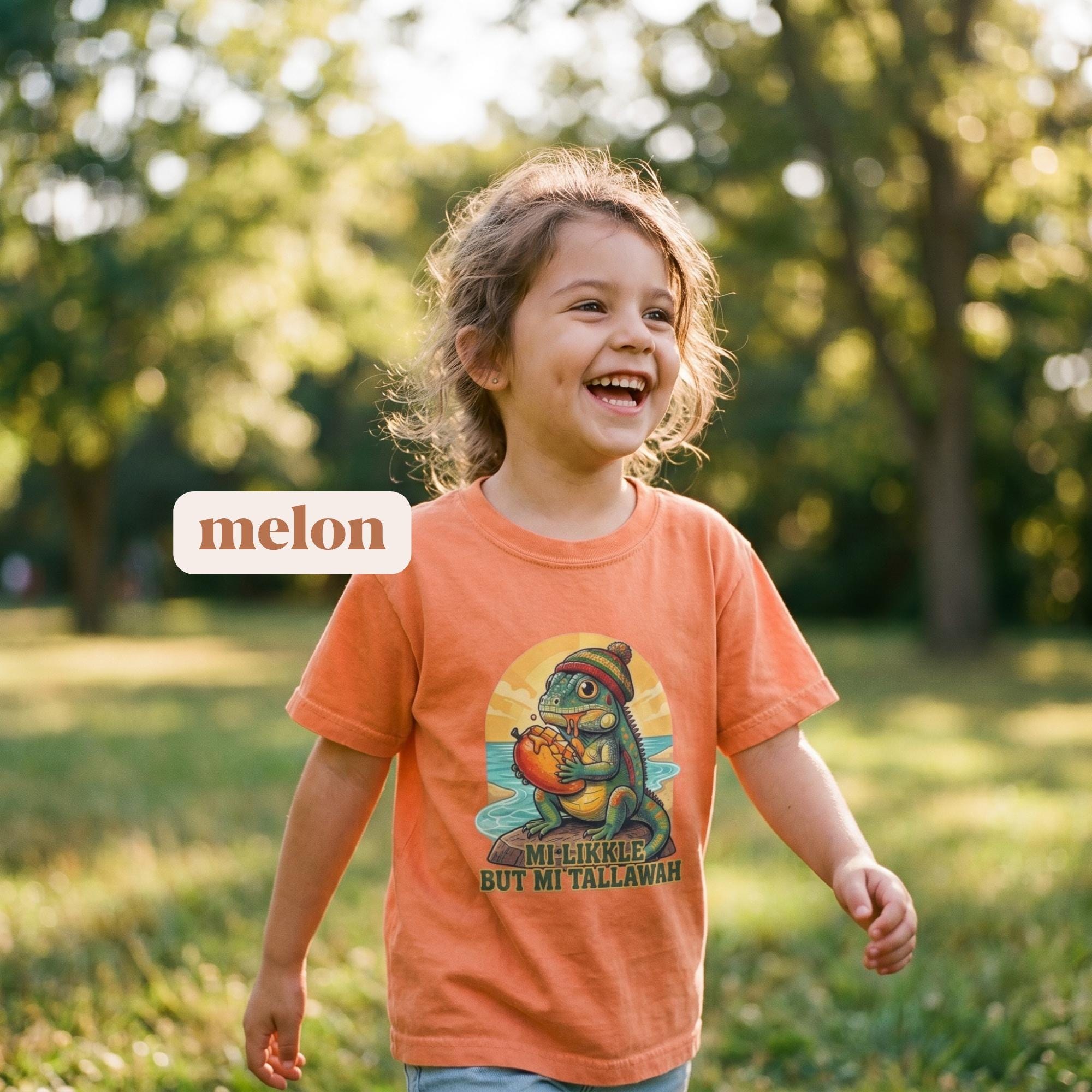 Kids Jamaica Iguana Art Tee with Patois Quote, reggae art graphic, rasta inspired, view 5