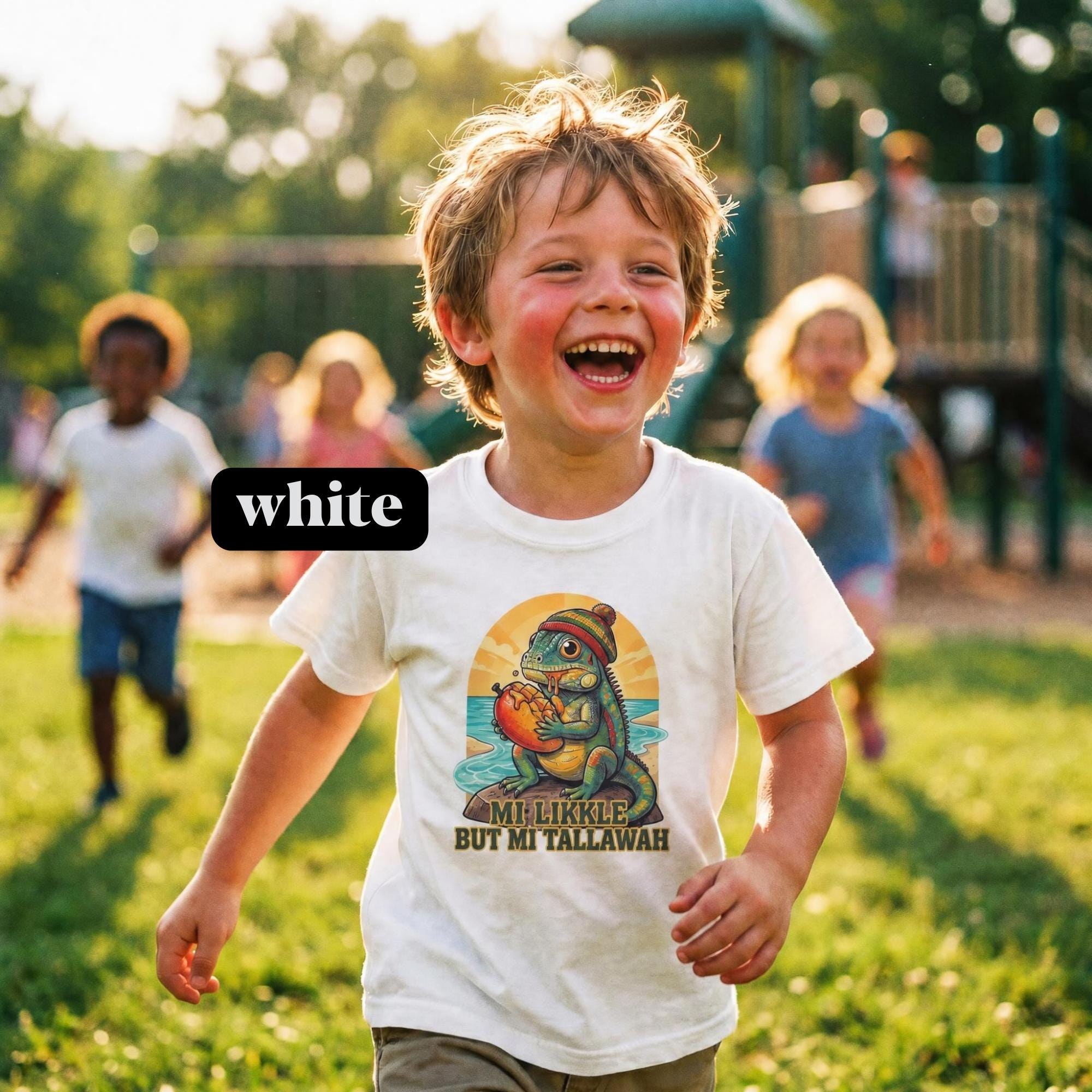 Kids Jamaica Iguana Art Tee with Patois Quote, reggae art graphic, rasta inspired, view 6